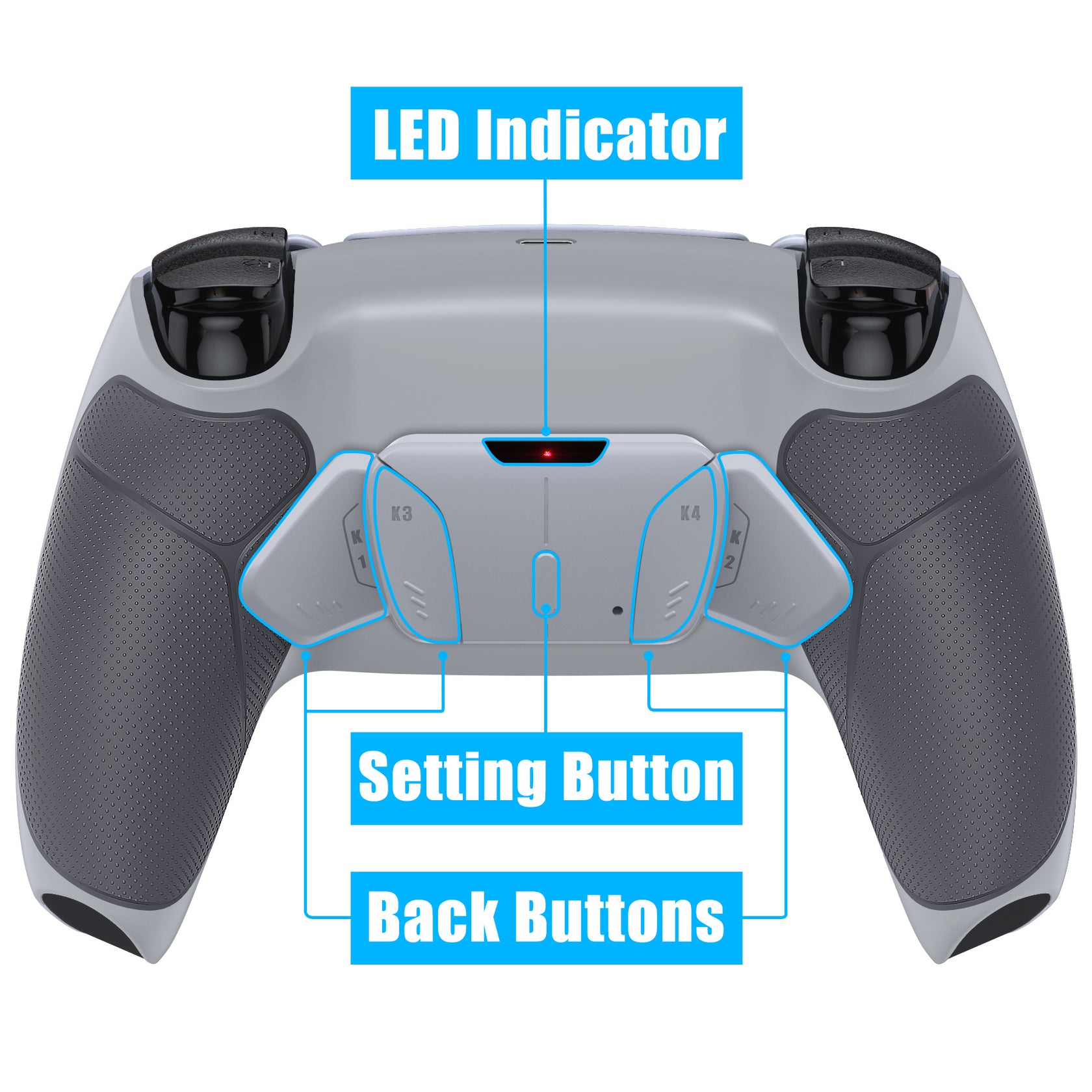 eXtremeRate Classic Gray Rubberized Grip Remappable RISE4 Remap Kit for ...