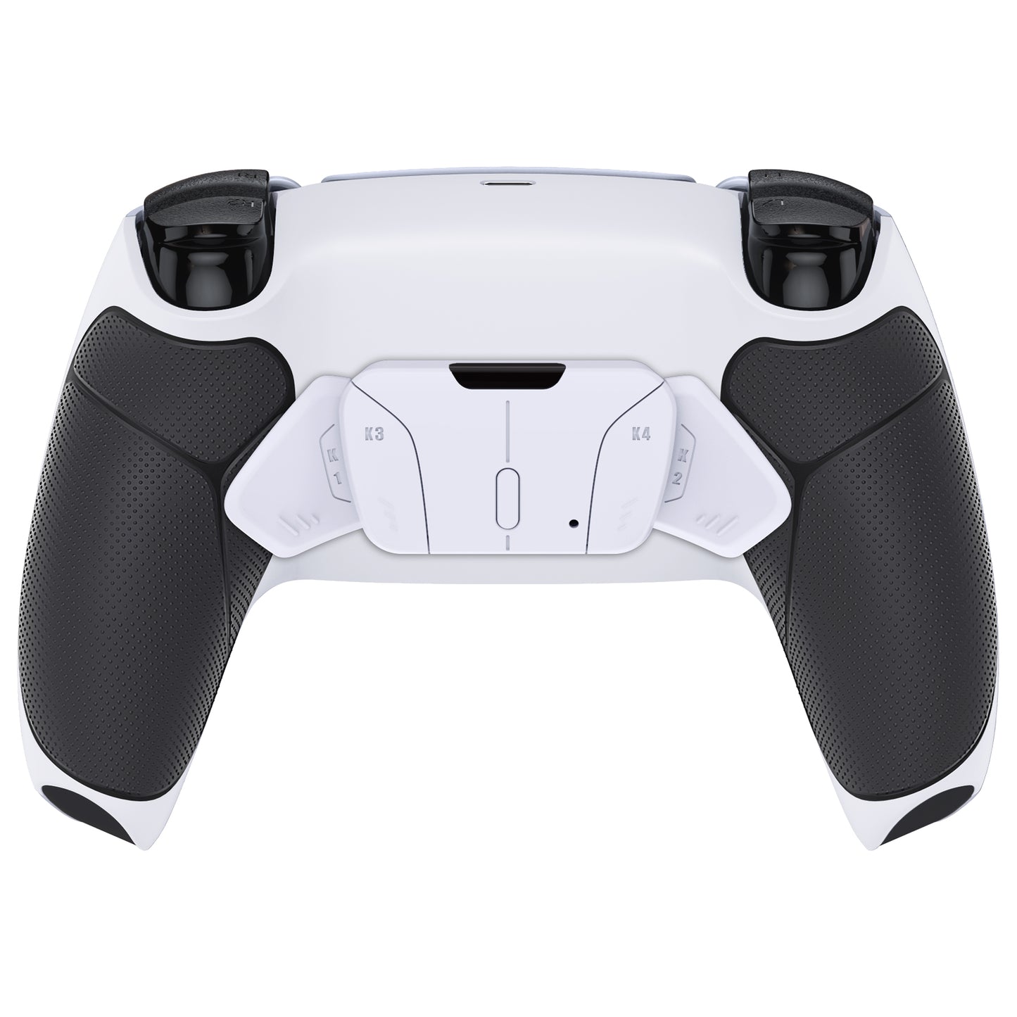 eXtremeRate Retail White Black Rubberized Grip Remappable RISE4 Remap Kit for PS5 Controller BDM-030, Upgrade Board & Redesigned Back Shell & 4 White Back Buttons for PS5 Controller - Controller NOT Included - YPFU6011G3