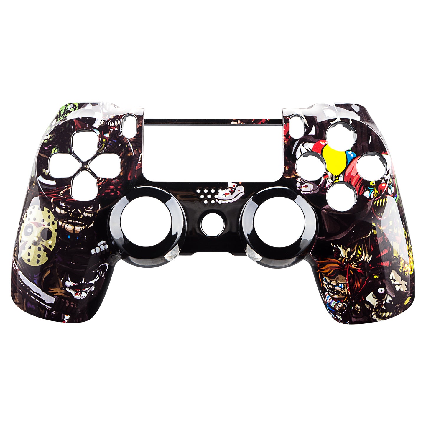 eXtremeRate Replacement Front Housing Shell for PS4 Slim Pro Controller Controller (CUH-ZCT2 JDM-040/050/055) - Scary Party Bomb