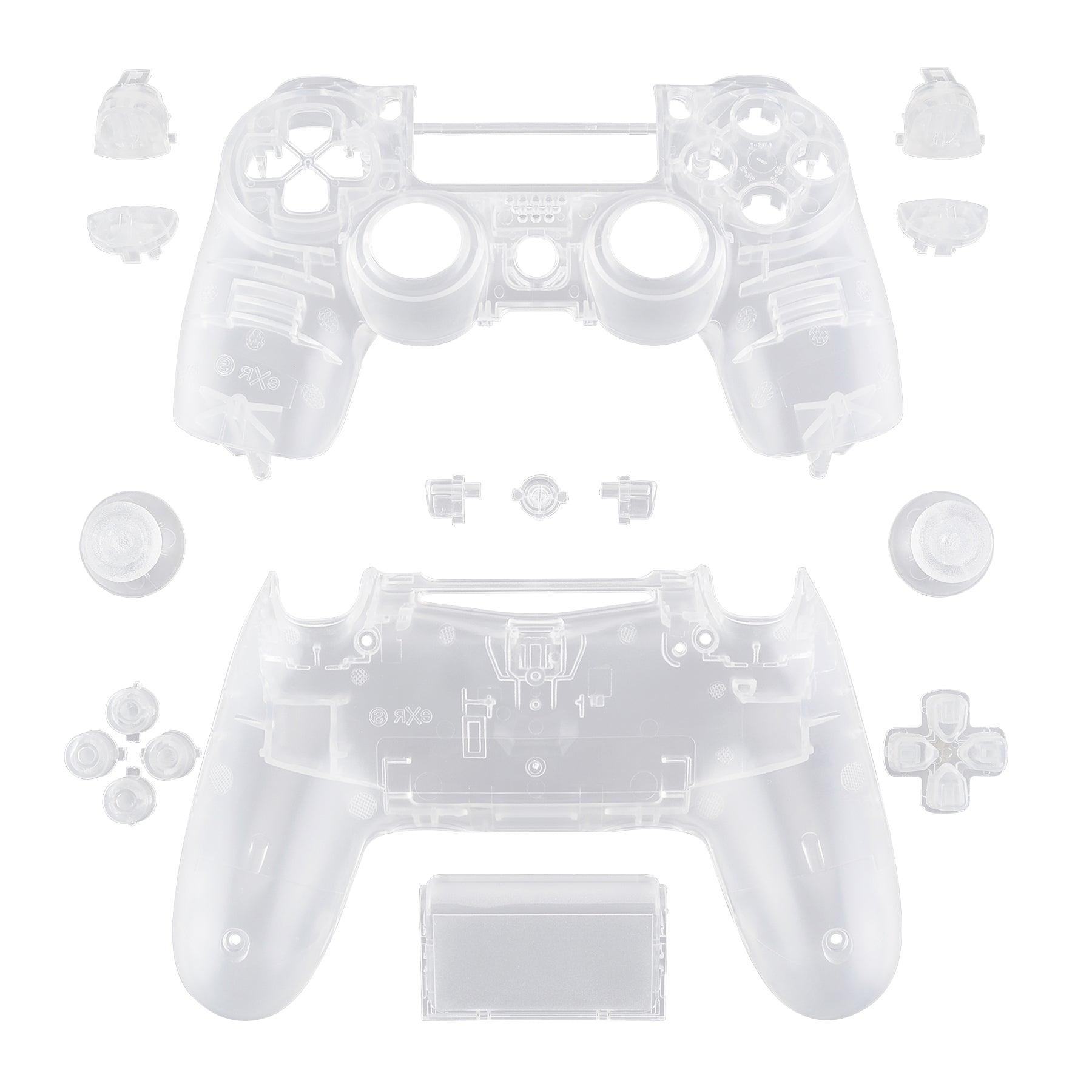 eXtremeRate Replacement Full Set Shell with Buttons for PS4 Slim Pro  Controller Controller (CUH-ZCT2 JDM-040/050/055) - Clear