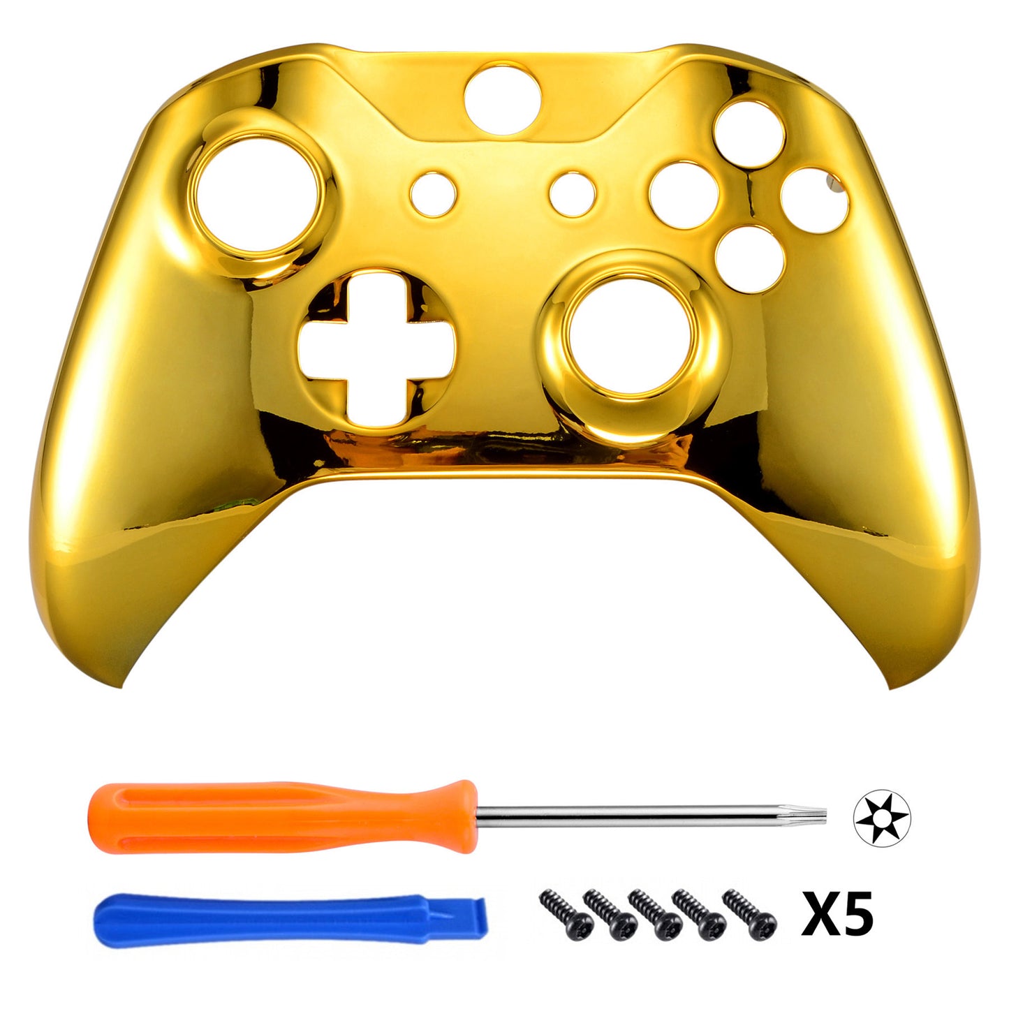 eXtremeRate Replacement Front Housing Shell for Xbox One X & S Controller (Model 1708) - Chrome Gold eXtremeRate