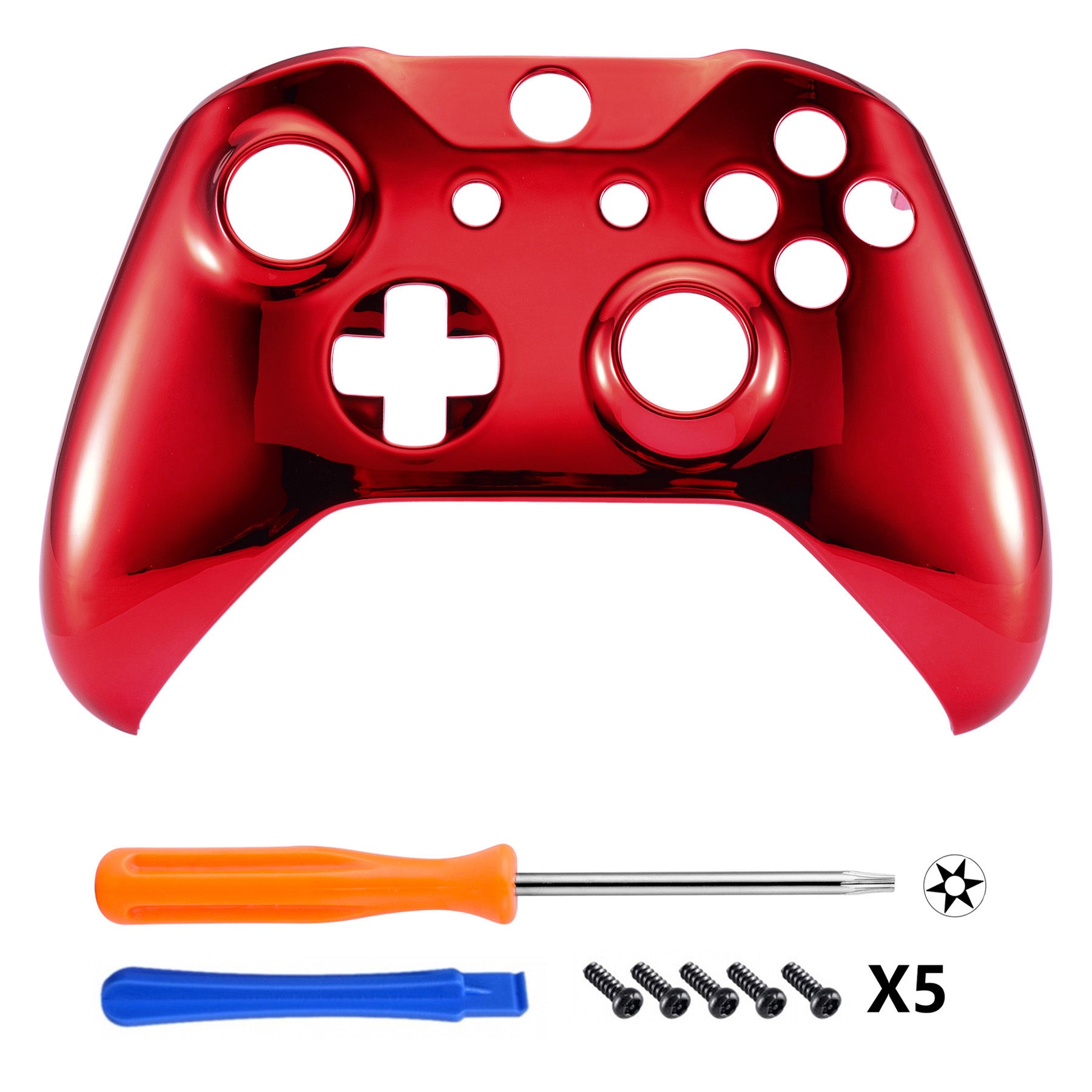 eXtremeRate Replacement Front Housing Shell for Xbox One X & S Controller (Model 1708) - Chrome Red eXtremeRate