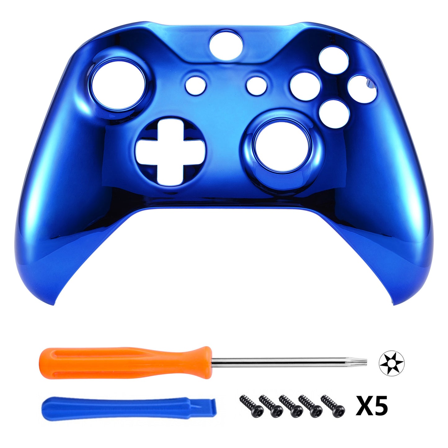 eXtremeRate Replacement Front Housing Shell for Xbox One X & S Controller (Model 1708) - Chrome blue eXtremeRate