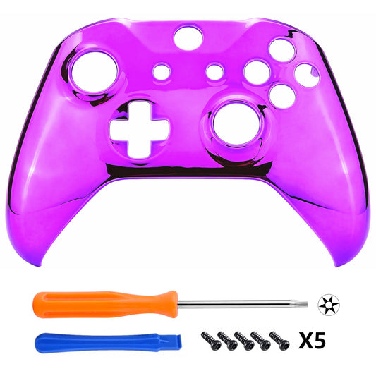 eXtremeRate Replacement Front Housing Shell for Xbox One X & S Controller (Model 1708) - Chrome Purple eXtremeRate