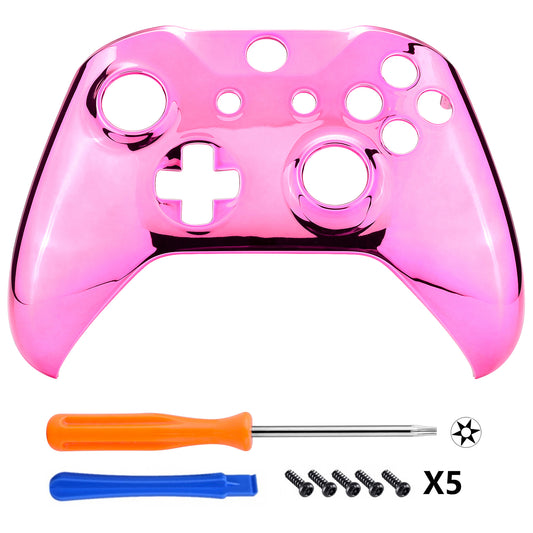 eXtremeRate Replacement Front Housing Shell for Xbox One X & S Controller (Model 1708) - Chrome Pink eXtremeRate