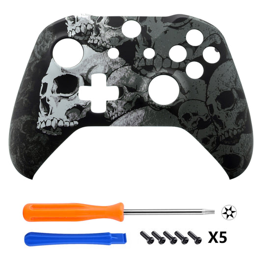 eXtremeRate Replacement Front Housing Shell for Xbox One X & S Controller (Model 1708) - Lonely Skull eXtremeRate