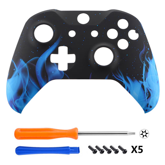 eXtremeRate Replacement Front Housing Shell for Xbox One X & S Controller (Model 1708) - Blue Flame eXtremeRate