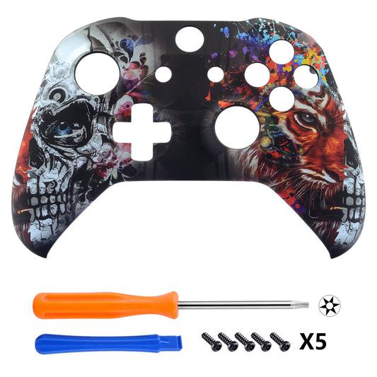 eXtremeRate Replacement Front Housing Shell for Xbox One X & S Controller (Model 1708) - Tiger Skull eXtremeRate