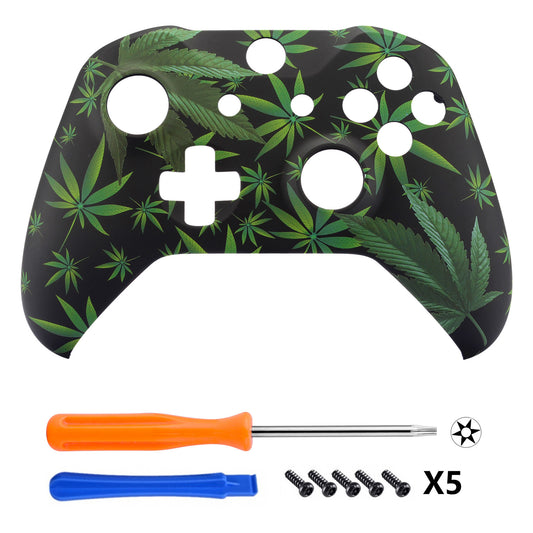 eXtremeRate Replacement Front Housing Shell for Xbox One X & S Controller (Model 1708) - Green Weeds eXtremeRate