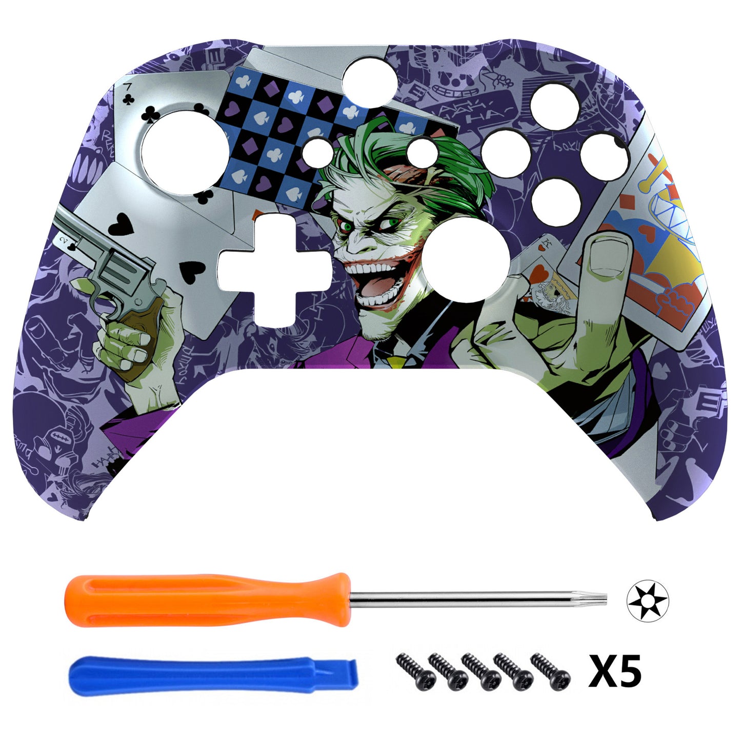 eXtremeRate Replacement Front Housing Shell for Xbox One X & S Controller (Model 1708) - Clown Cards eXtremeRate