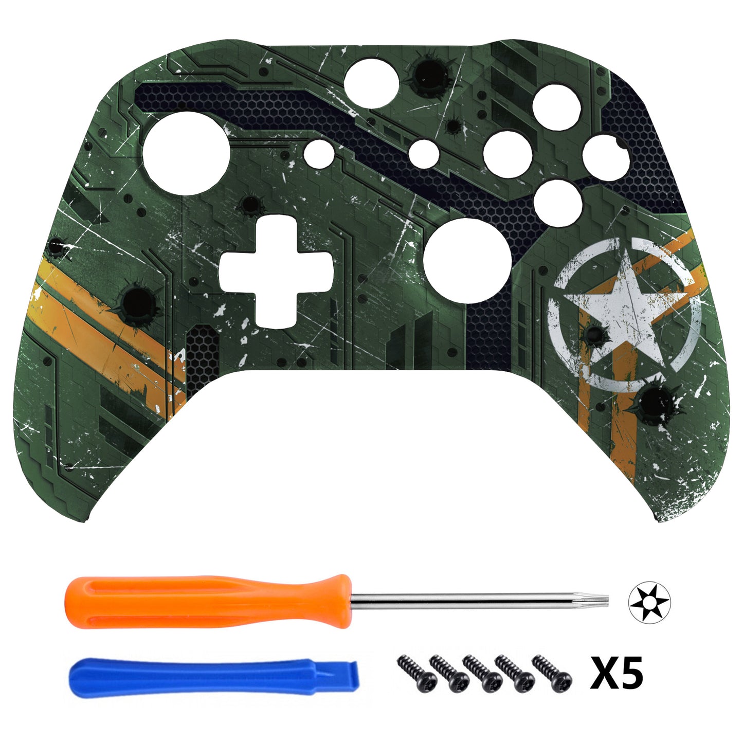 eXtremeRate Replacement Front Housing Shell for Xbox One X & S Controller (Model 1708) - Army Mecha eXtremeRate