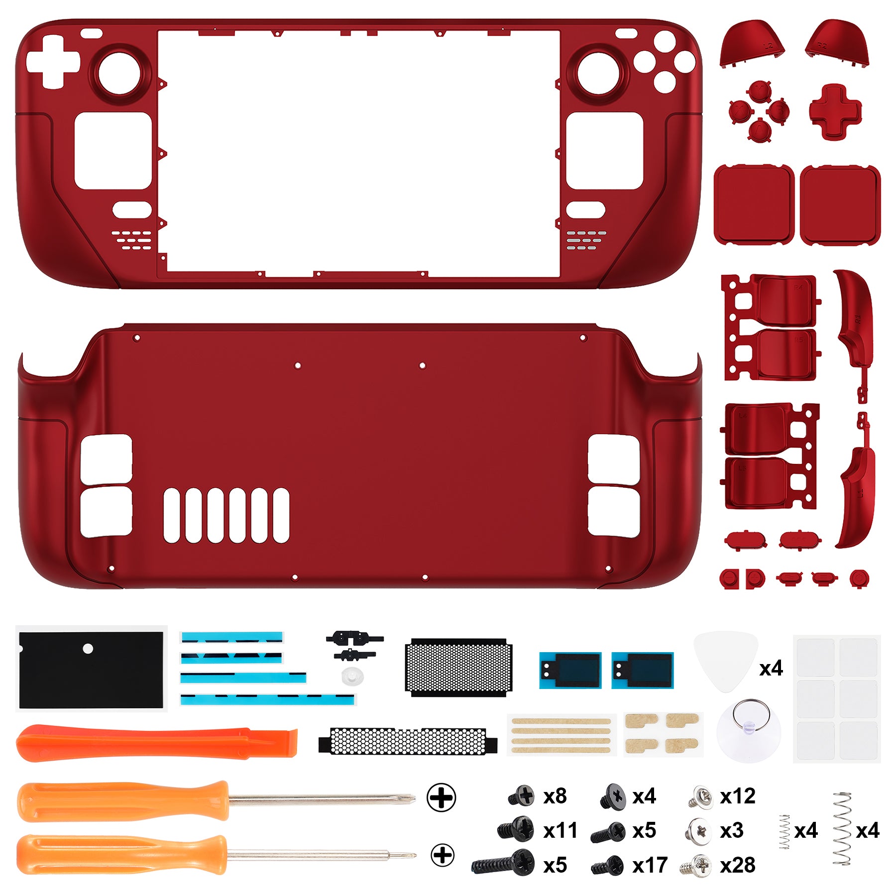 eXtremeRate Custom Full Set Shell with Buttons for Steam Deck LCD - Scarlet  Red