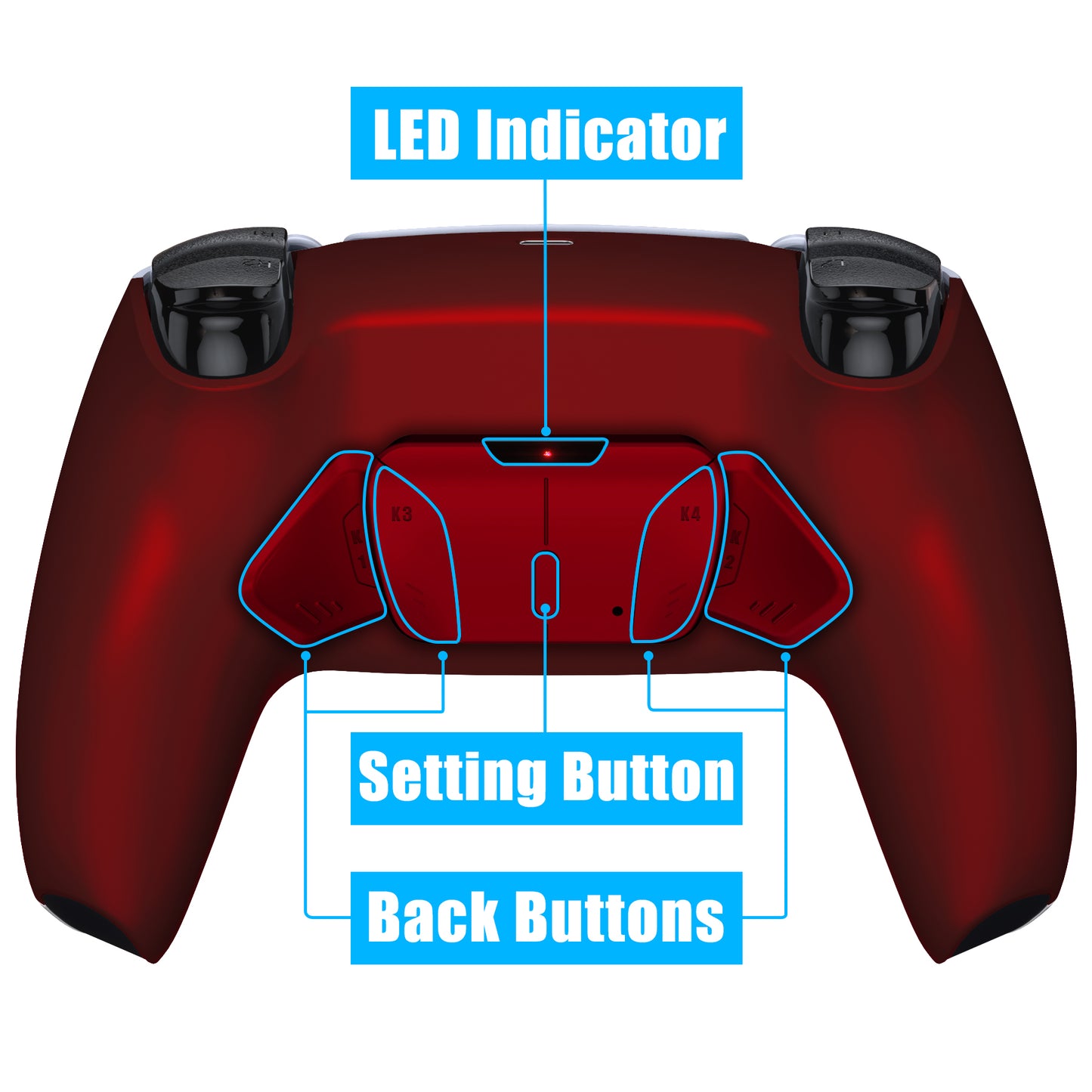 eXtremeRate Retail Scarlet Red Remappable RISE 4.0 Remap Kit for ps5 Controller BDM-030, Upgrade Board & Redesigned Back Shell & 4 Back Buttons for ps5 Controller - Controller NOT Included - YPFP3007G3