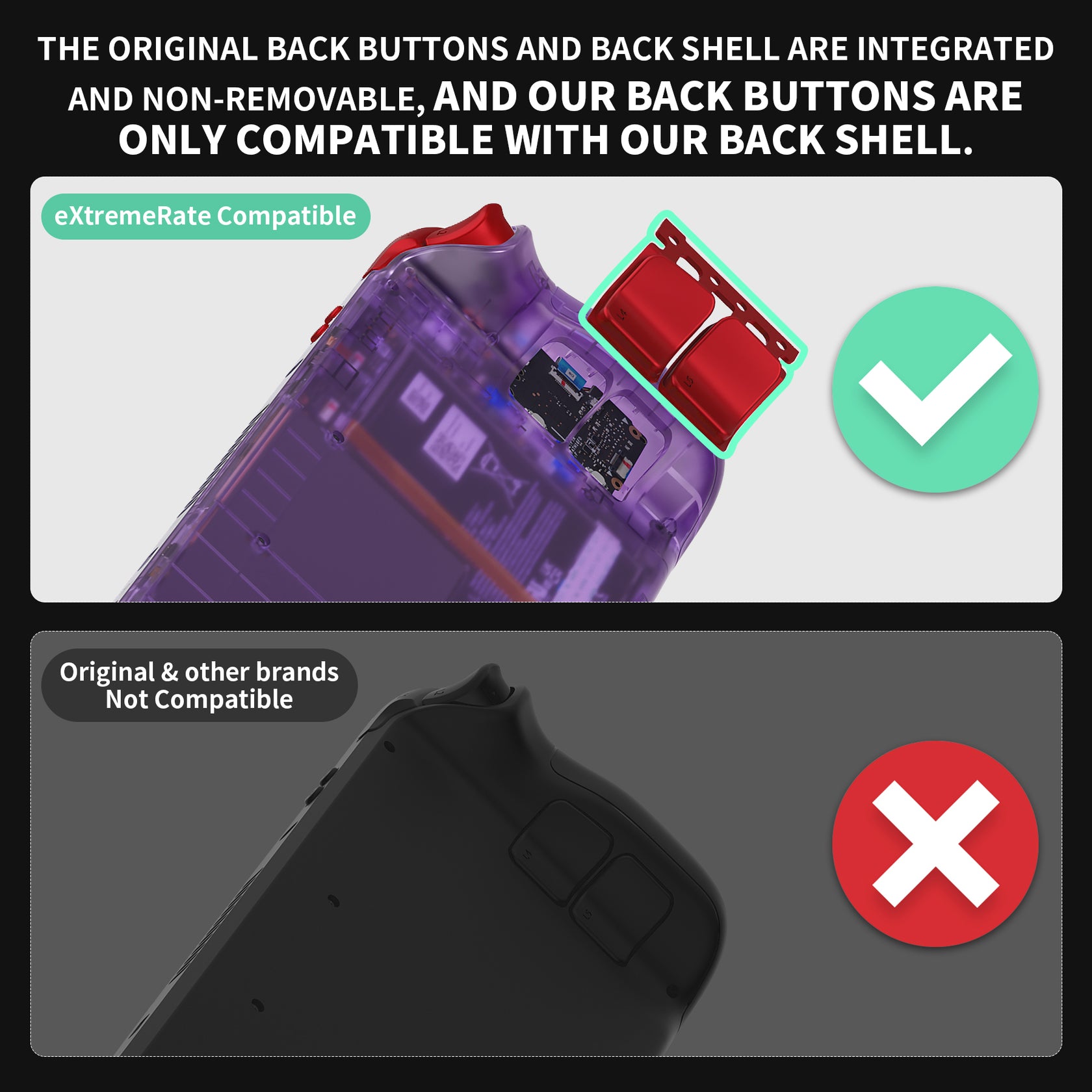 eXtremeRate Scarlet Red Replacement Full Set Buttons for Steam Deck