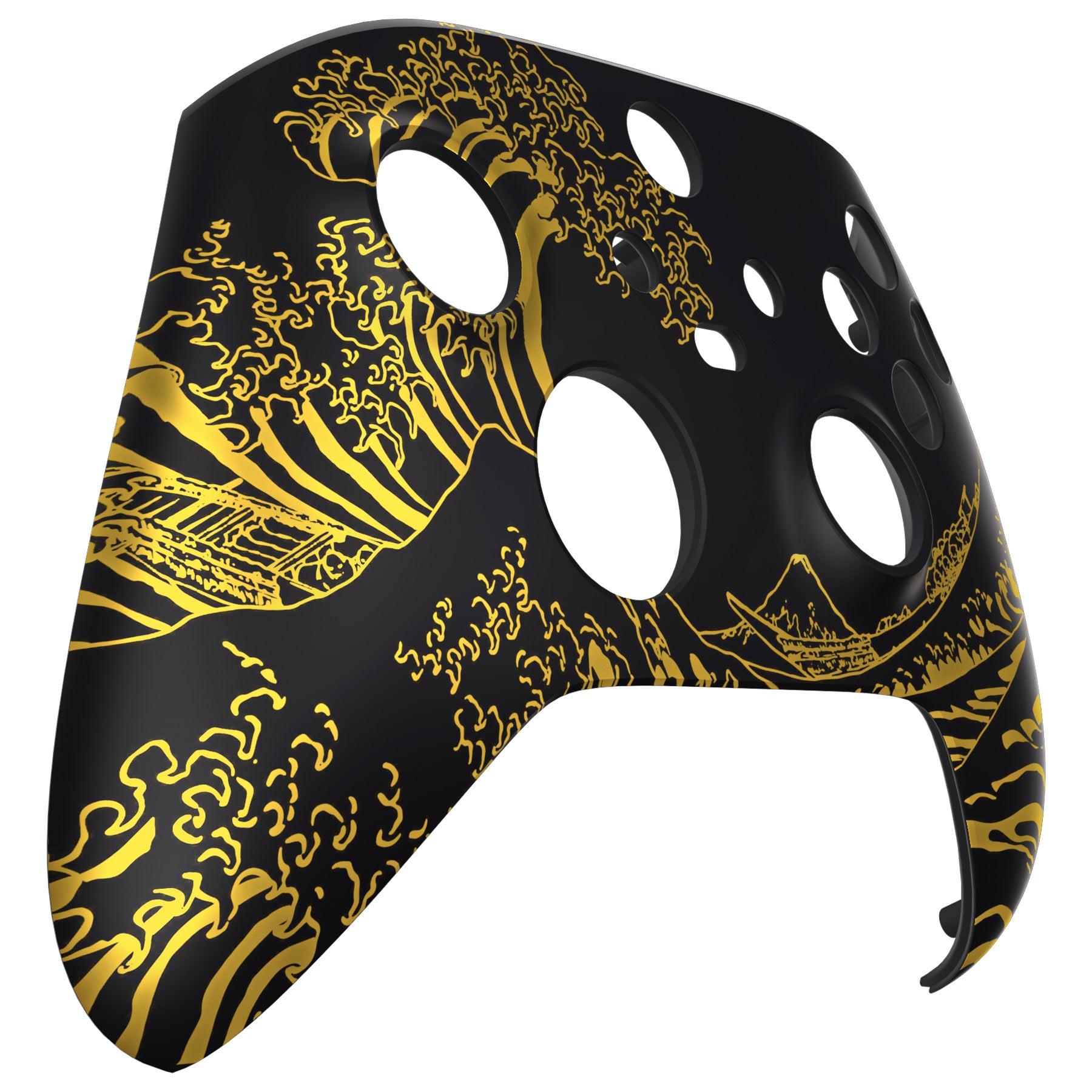 eXtremeRate Replacement Front Housing Shell for Xbox Series X & S  Controller - The Great GOLDEN Wave Off Kanagawa - Black