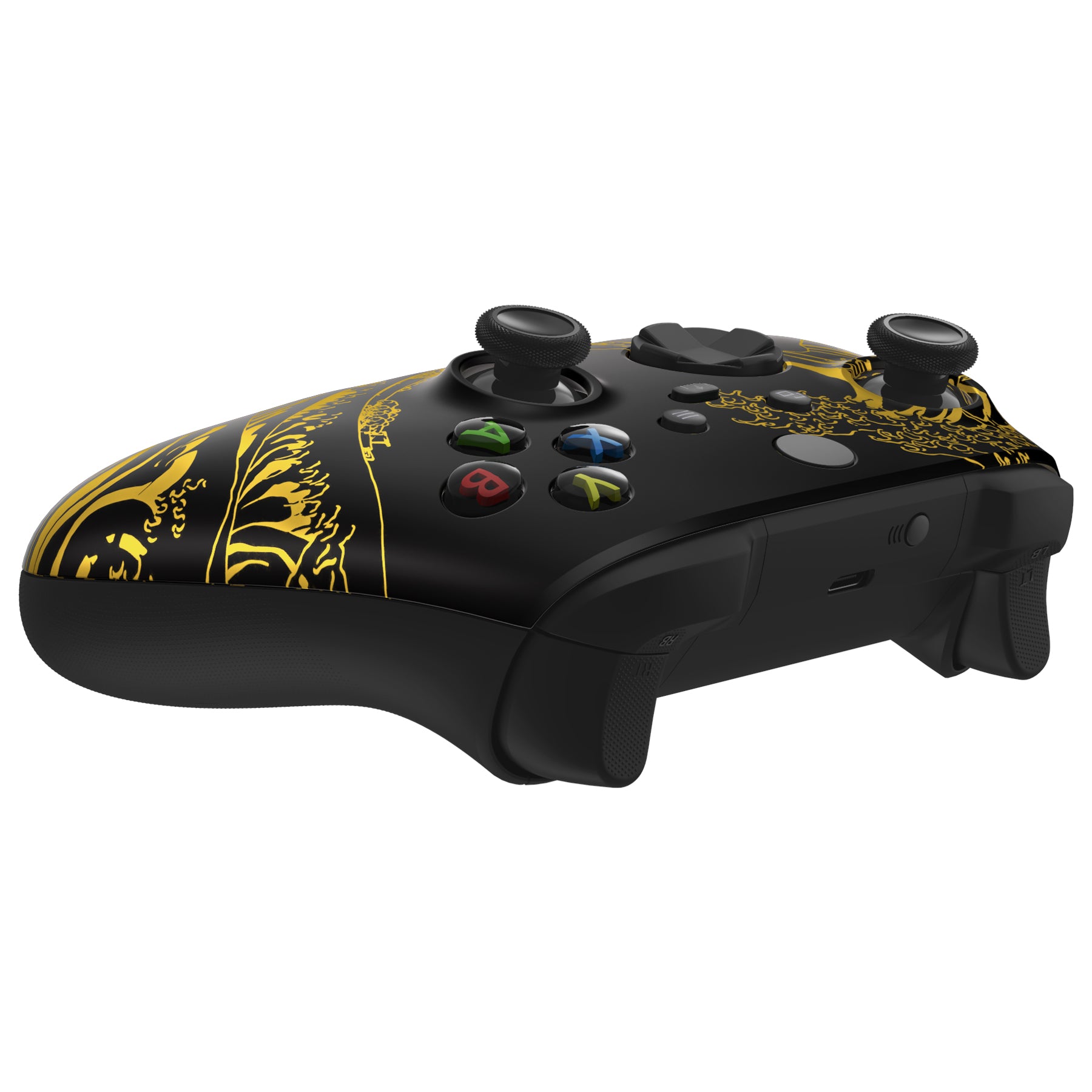 eXtremeRate Replacement Front Housing Shell for Xbox Series X & S  Controller - The Great GOLDEN Wave Off Kanagawa - Black