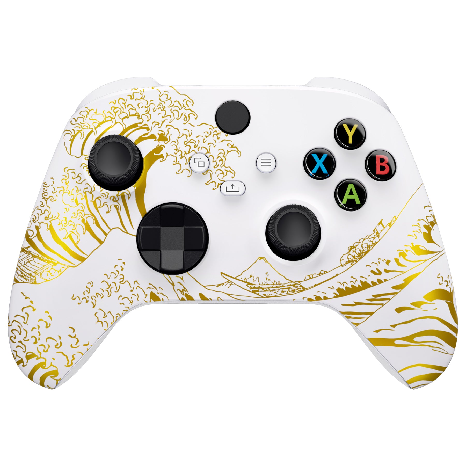 eXtremeRate Retail The Great GOLDEN Wave Off Kanagawa - White Replacement Part Faceplate, Soft Touch Grip Housing Shell Case for Xbox Series S & Xbox Series X Controller Accessories - Controller NOT Included - FX3T189