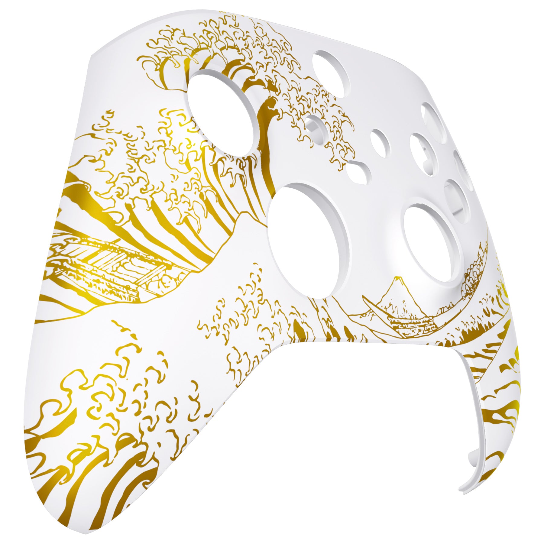 eXtremeRate Replacement Front Housing Shell for Xbox Series X & S  Controller - The Great GOLDEN Wave Off Kanagawa - White