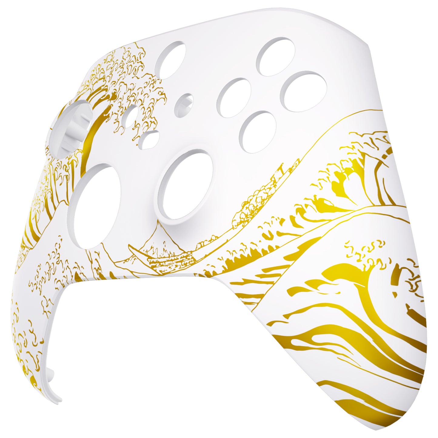 eXtremeRate Retail The Great GOLDEN Wave Off Kanagawa - White Replacement Part Faceplate, Soft Touch Grip Housing Shell Case for Xbox Series S & Xbox Series X Controller Accessories - Controller NOT Included - FX3T189