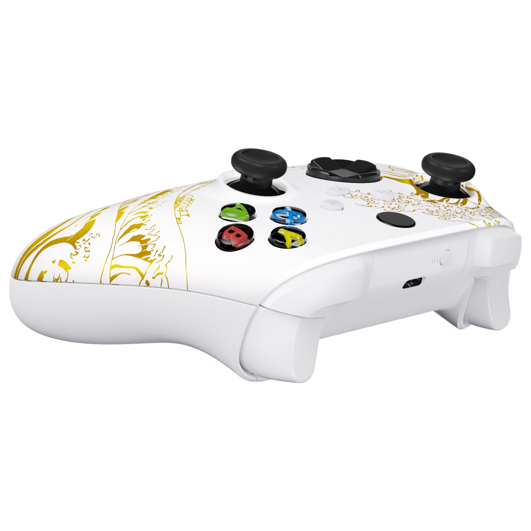 eXtremeRate Retail The Great GOLDEN Wave Off Kanagawa - White Replacement Part Faceplate, Soft Touch Grip Housing Shell Case for Xbox Series S & Xbox Series X Controller Accessories - Controller NOT Included - FX3T189