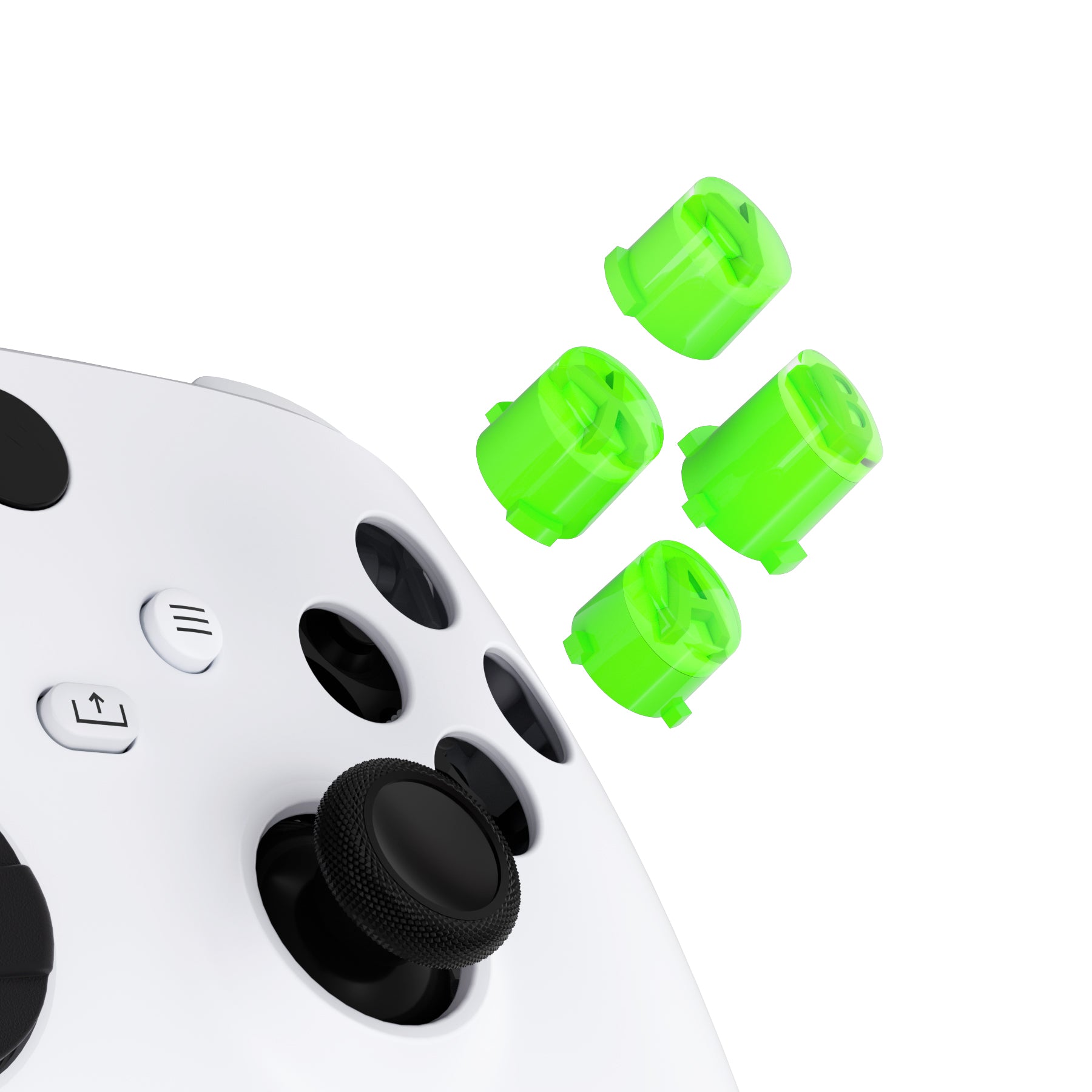 eXtremeRate Retail Three-Tone ABXY Action Buttons with Classic Symbols for Xbox Series X & S Controller & Xbox One S/X & Xbox One Elite V1/V2 Controller -Green & Clear - JDX3M014