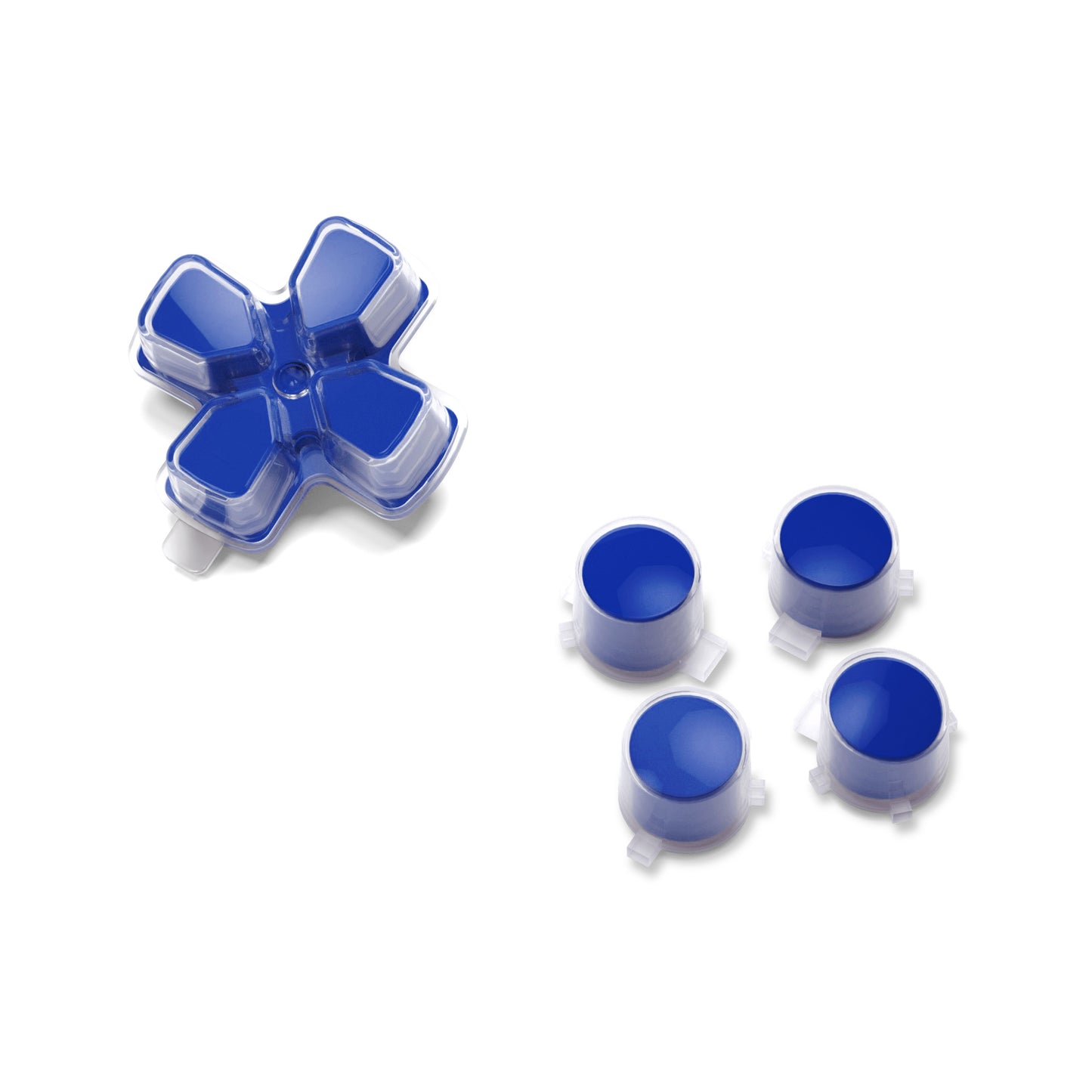 eXtremeRate Retail Two-Tone Blue & Clear Custom Dpad Action Buttons Replacement No Letter Imprint D-pad Face Buttons Compatible with ps5 Controller - JPFG005