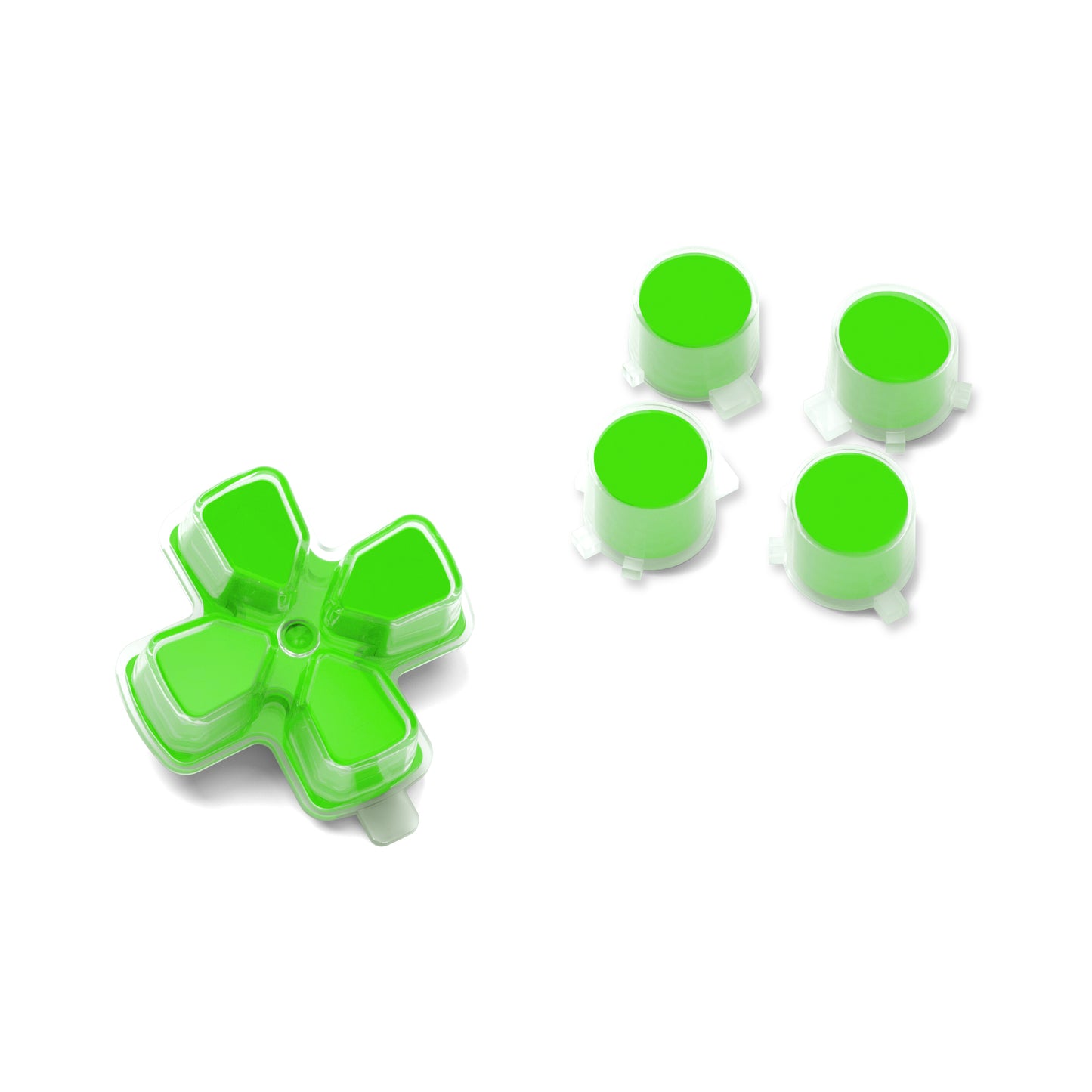 eXtremeRate Retail Two-Tone Green & Clear Custom Dpad Action Buttons Replacement No Letter Imprint D-pad Face Buttons Compatible with ps5 Controller - JPFG007