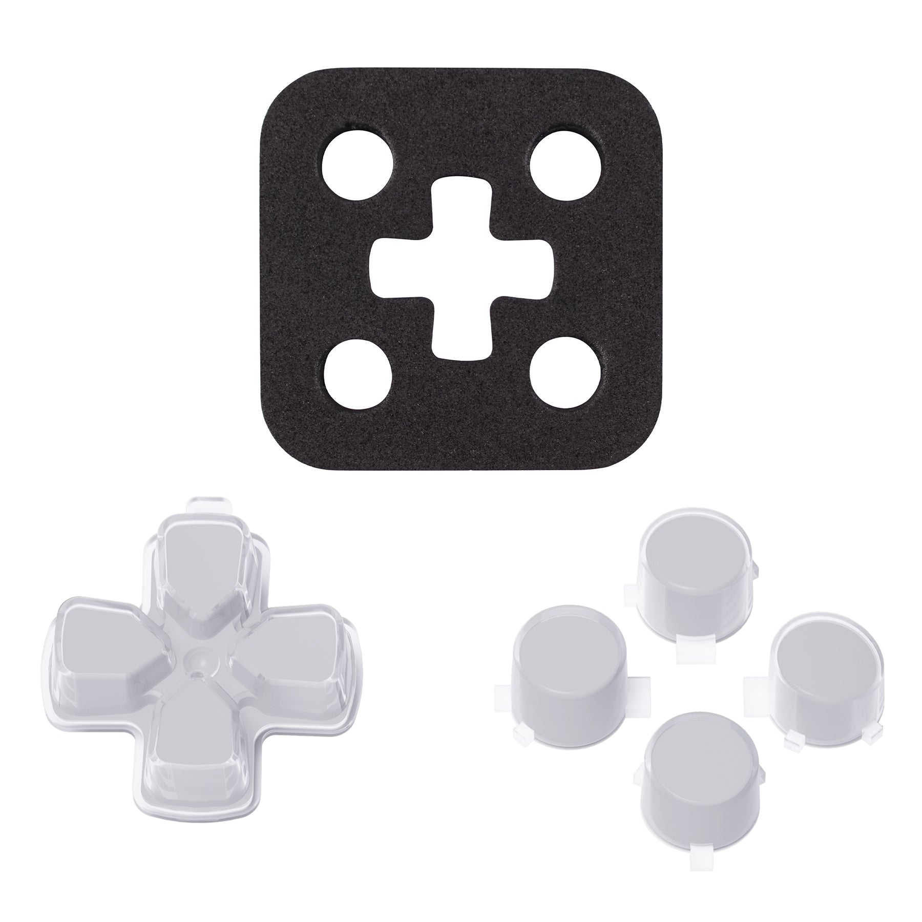 eXtremeRate Retail Two-Tone New Hope Gray & Clear Custom Dpad Action Buttons Replacement No Letter Imprint D-pad Face Buttons Compatible with ps5 Controller - JPFG008
