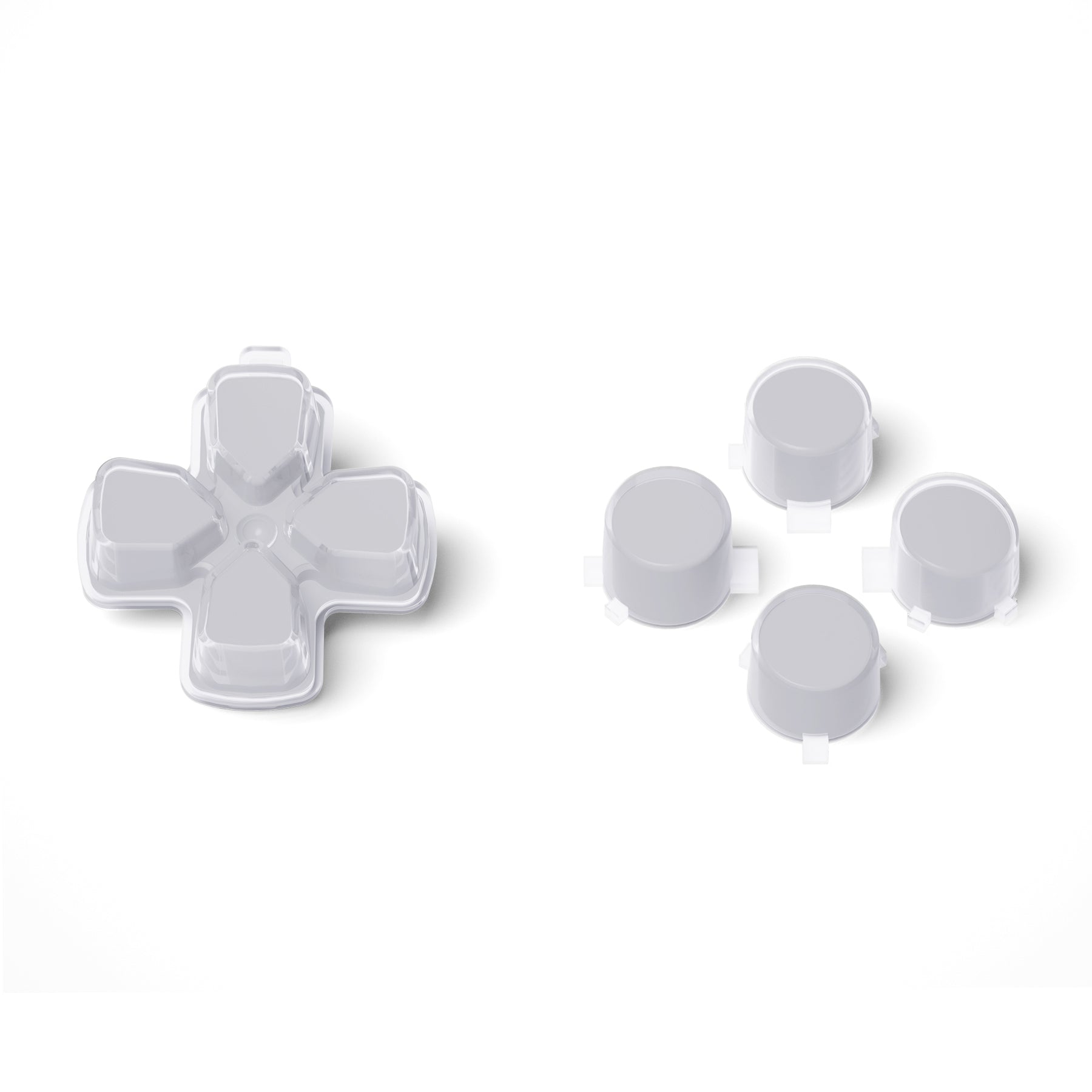 eXtremeRate Retail Two-Tone New Hope Gray & Clear Custom Dpad Action Buttons Replacement No Letter Imprint D-pad Face Buttons Compatible with ps5 Controller - JPFG008