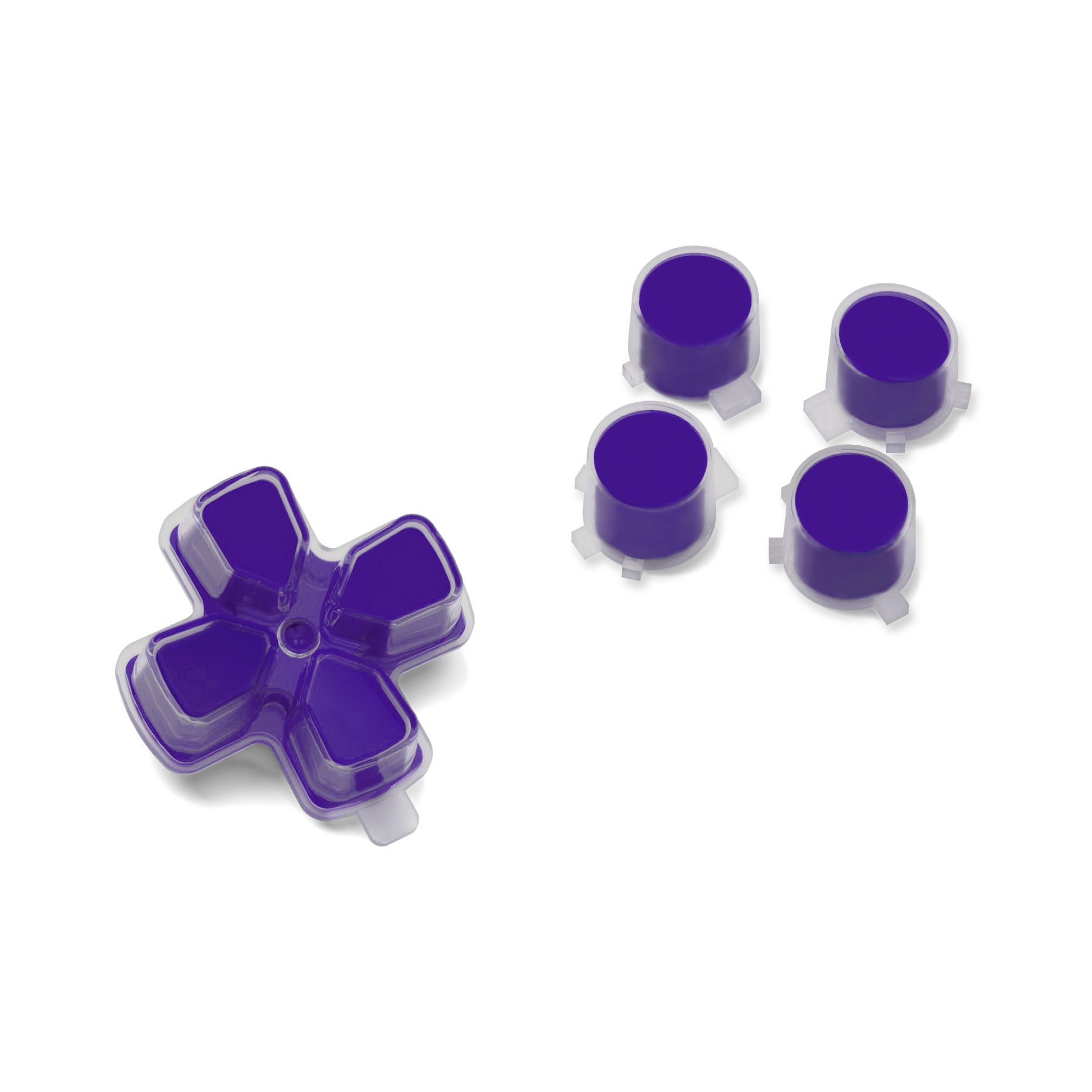 eXtremeRate Retail Two-Tone Purple & Clear Custom Dpad Action Buttons Replacement No Letter Imprint D-pad Face Buttons Compatible with ps5 Controller - JPFG006