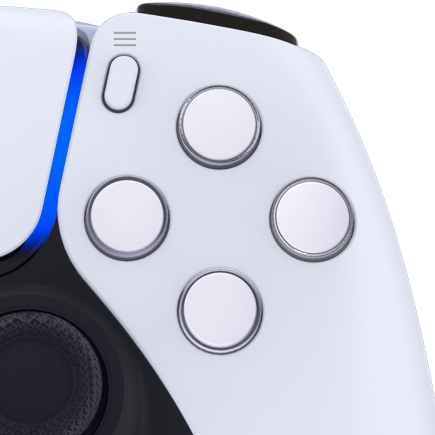 eXtremeRate Retail Two-Tone Robot White & Clear Custom Dpad Action Buttons Replacement No Letter Imprint D-pad Face Buttons Compatible with ps5 Controller - JPFG009