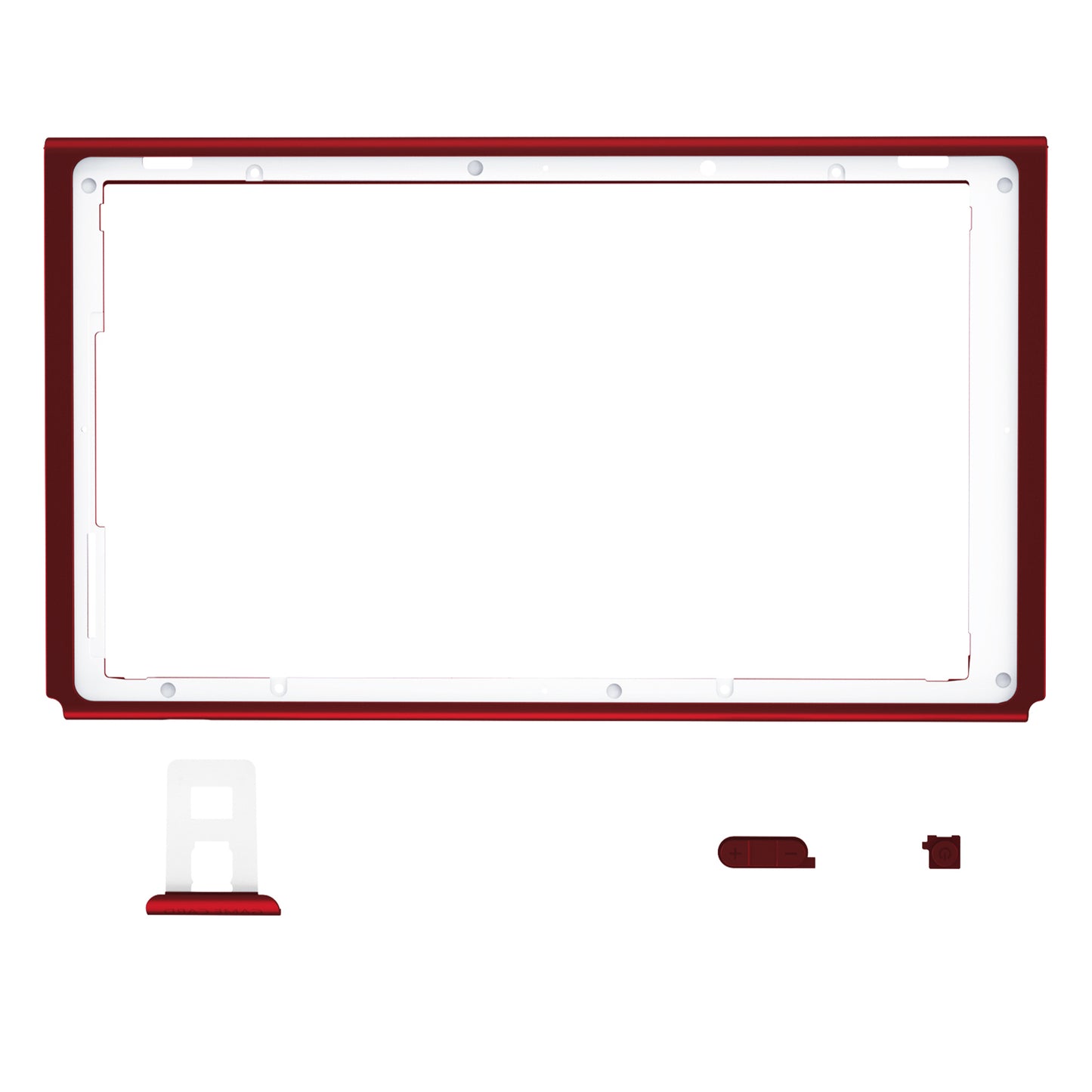 eXtremeRate DIY Replacement Housing Shell Front Frame with Volume Up Down Power Buttons for NS Switch Console - Scarlet Red