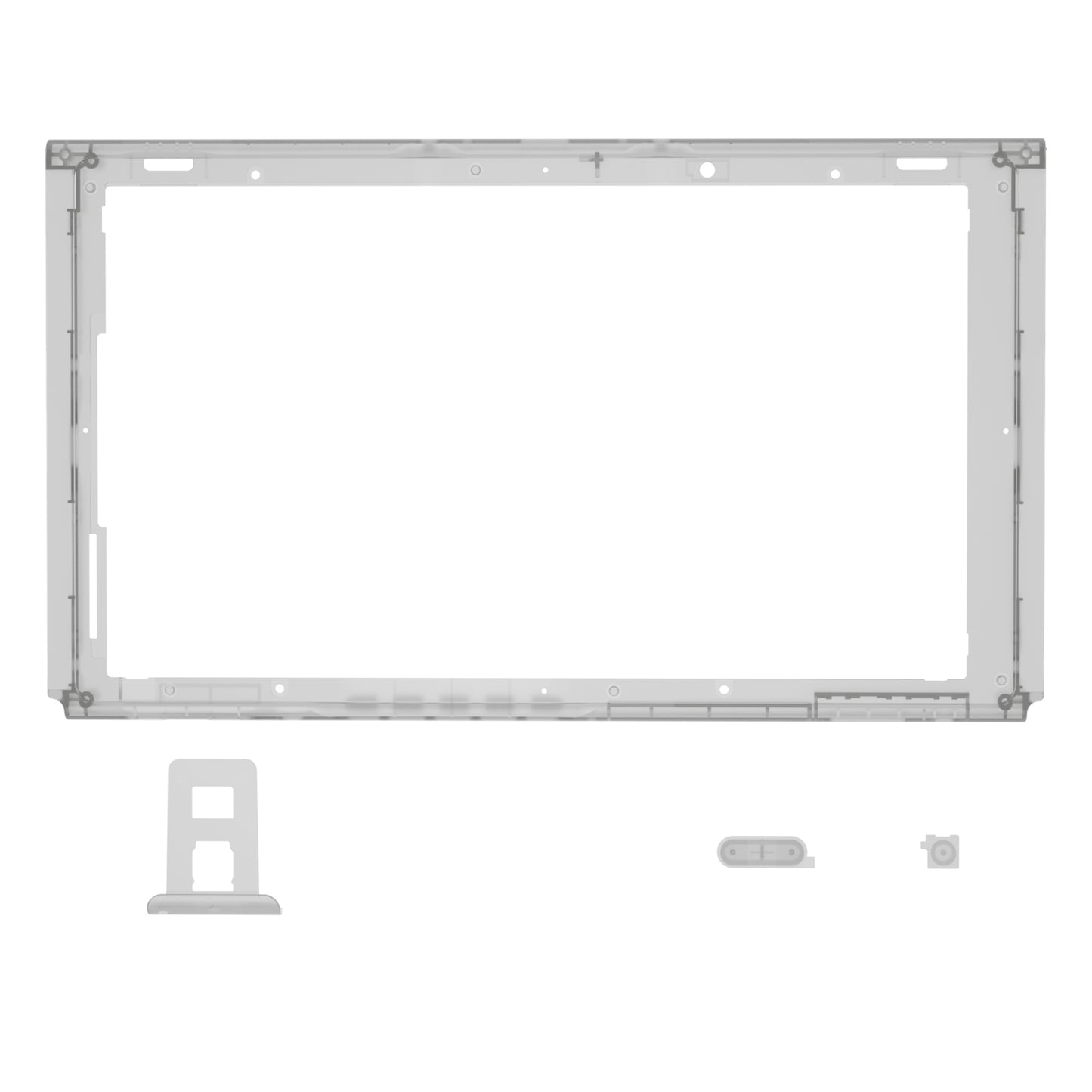 eXtremeRate DIY Replacement Housing Shell Front Frame with Volume Up Down Power Buttons for NS Switch Console - Clear Black