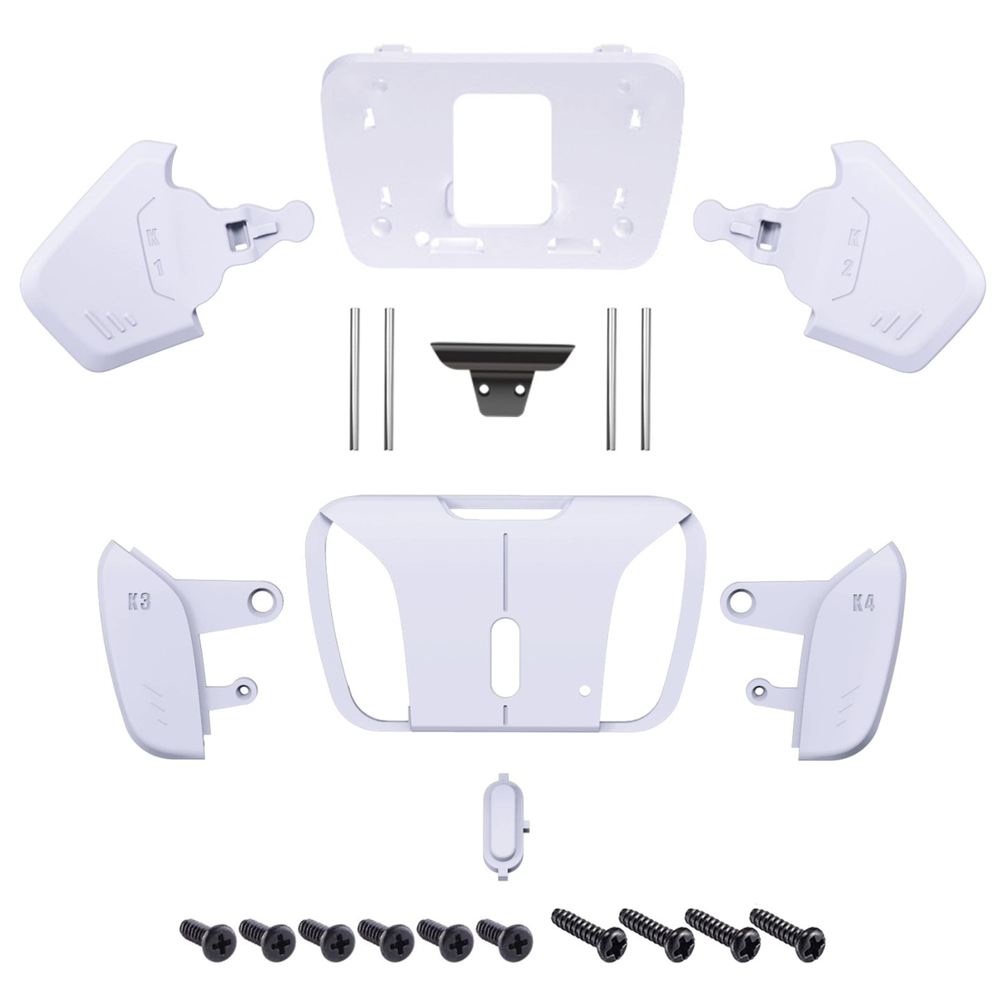 eXtremeRate Retail Solid White Replacement Redesigned K1 K2 K3 K4 Back Buttons Housing Shell for ps5 Controller eXtremeRate RISE4 Remap Kit - Controller & RISE4 Remap Board NOT Included - VPFM5002