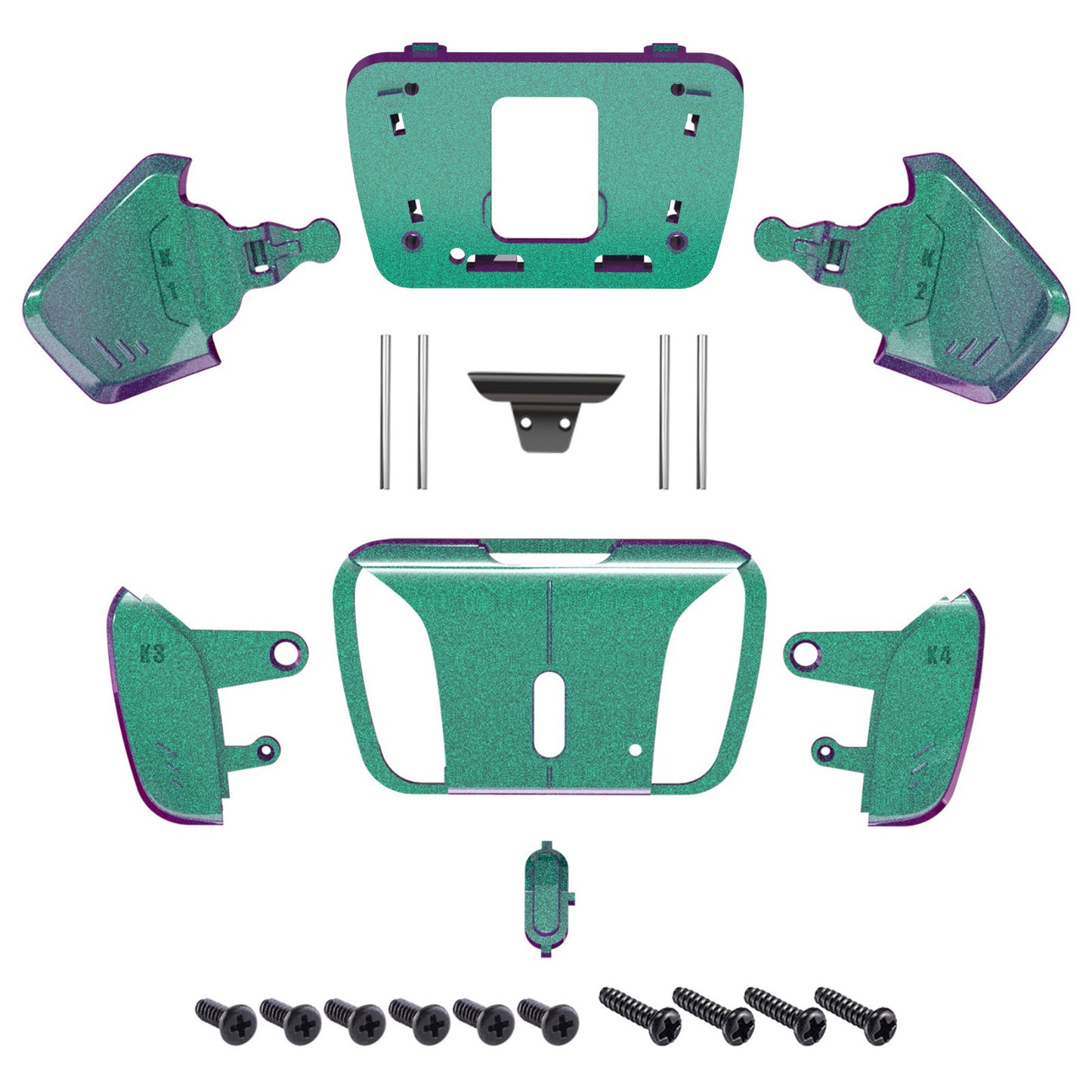 eXtremeRate Retail Chameleon Green Purple Replacement Redesigned K1 K2 K3 K4 Back Buttons Housing Shell for ps5 Controller eXtremeRate RISE4 Remap Kit - Controller & RISE4 Remap Board NOT Included - VPFP3004