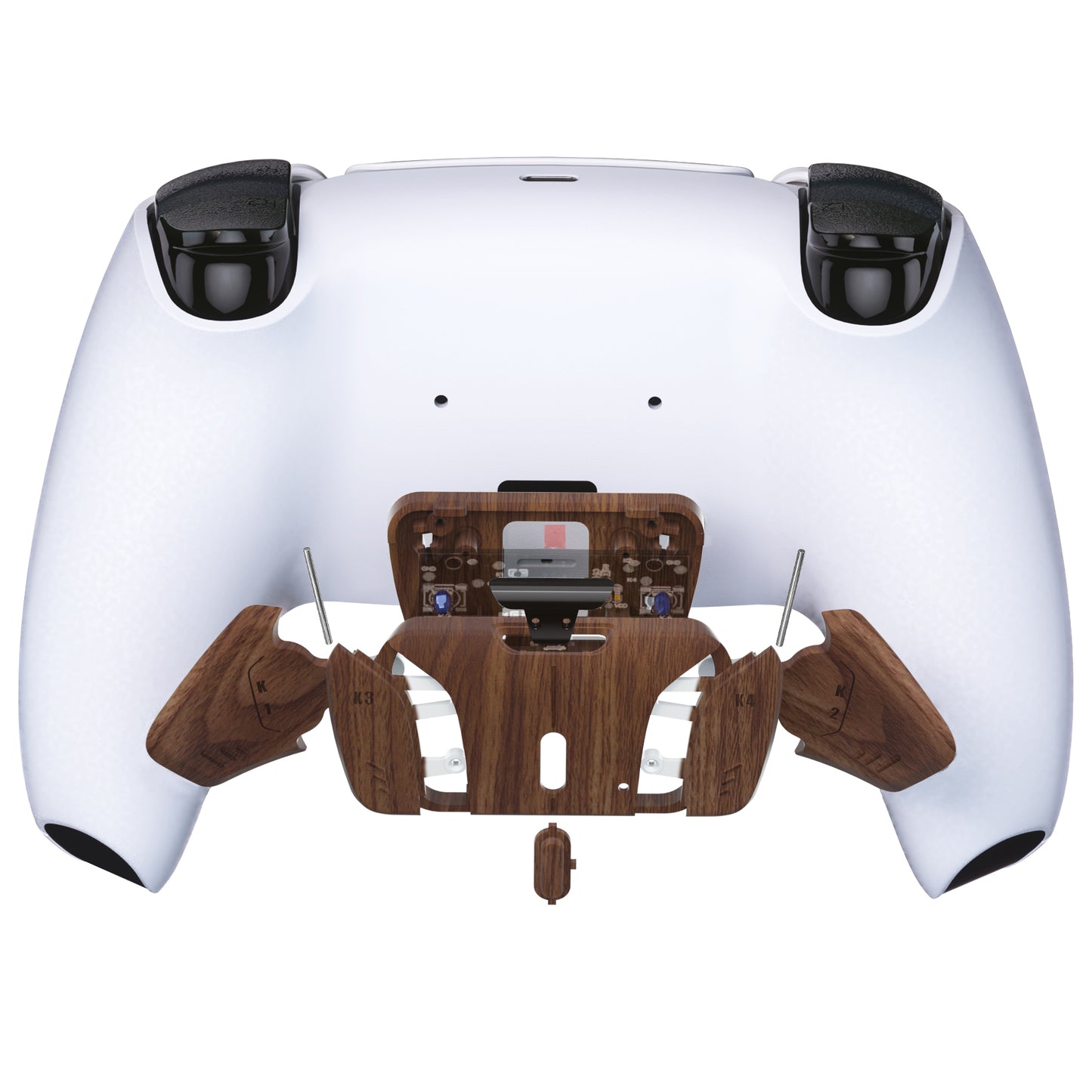 eXtremeRate Replacement Redesigned K1 K2 K3 K4 Back Buttons Housing Shell for eXtremeRate RISE4 Remap Kit, Compatible with PS5 Controller - Wood Grain eXtremeRate