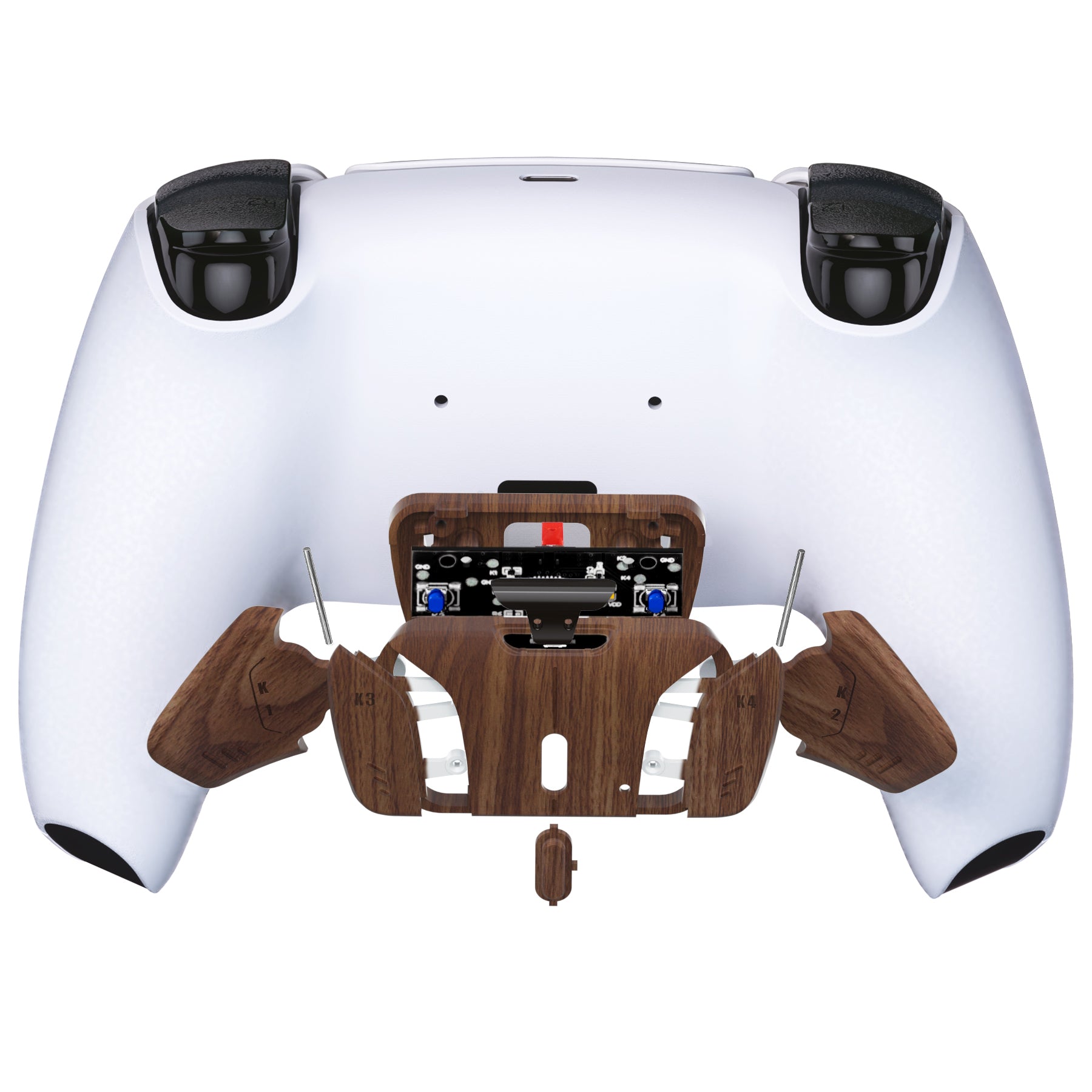 eXtremeRate Turn RISE to RISE4 Kit – Redesigned K1 K2 K3 K4 Back Buttons Housing & Remap PCB Board for eXtremeRate RISE & RISE4 Remap kit, Compatible with PS5 Controller - Wood Grain eXtremeRate