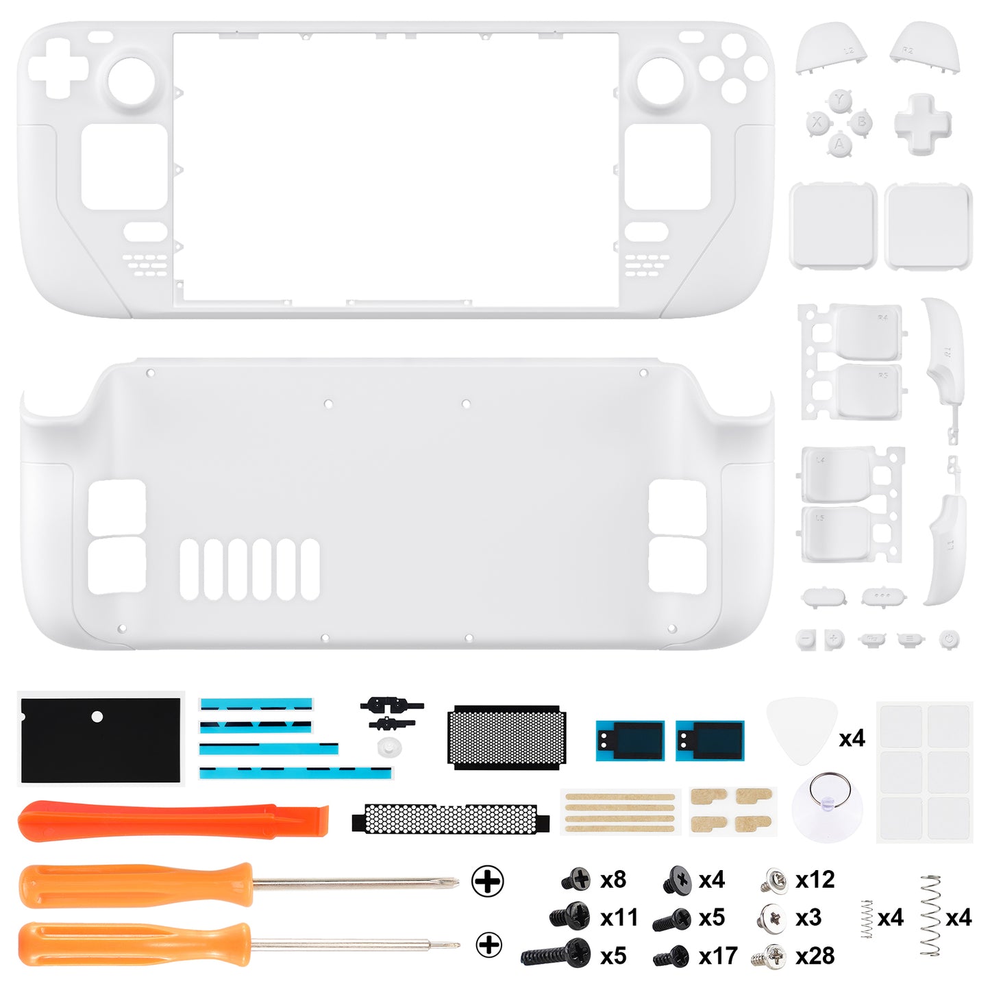 eXtremeRate Retail White Custom Full Set Shell with Buttons for Steam Deck Console