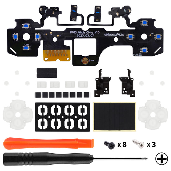 eXtremeRate Retail Whole Set - Light Version Micro Switch Clicky Hair Trigger Kit & Tactile Face Clicky Kit for PS5 Controller BDM-030