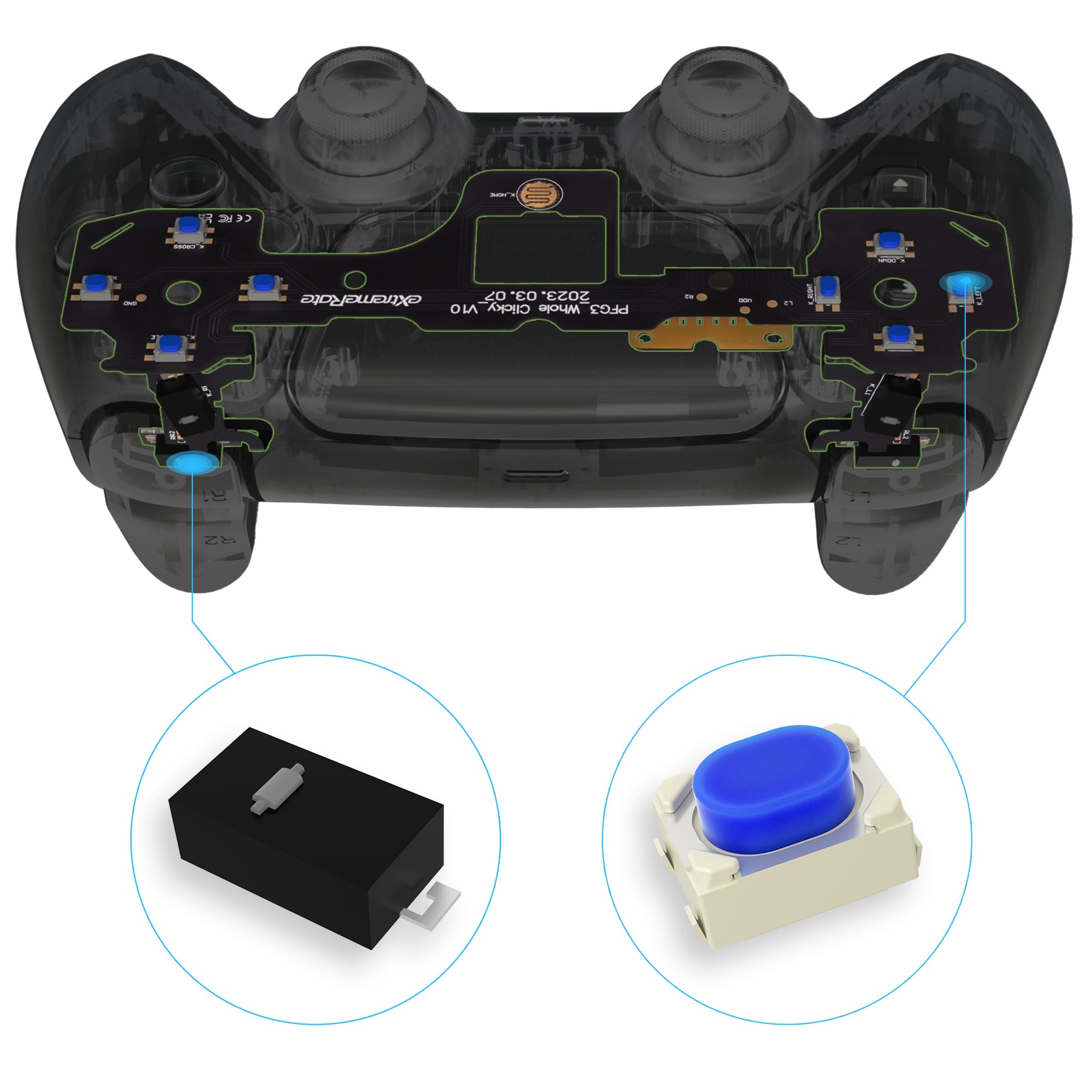 eXtremeRate Strong Version Whole Clicky Kit for PS5 Controller Shoulder  Face Dpad Buttons, Custom Micro Switch Clicky Hair Trigger Kit and Tactile  Face Buttons Mouse Click for PS5 Controller BDM-030 – eXtremeRate