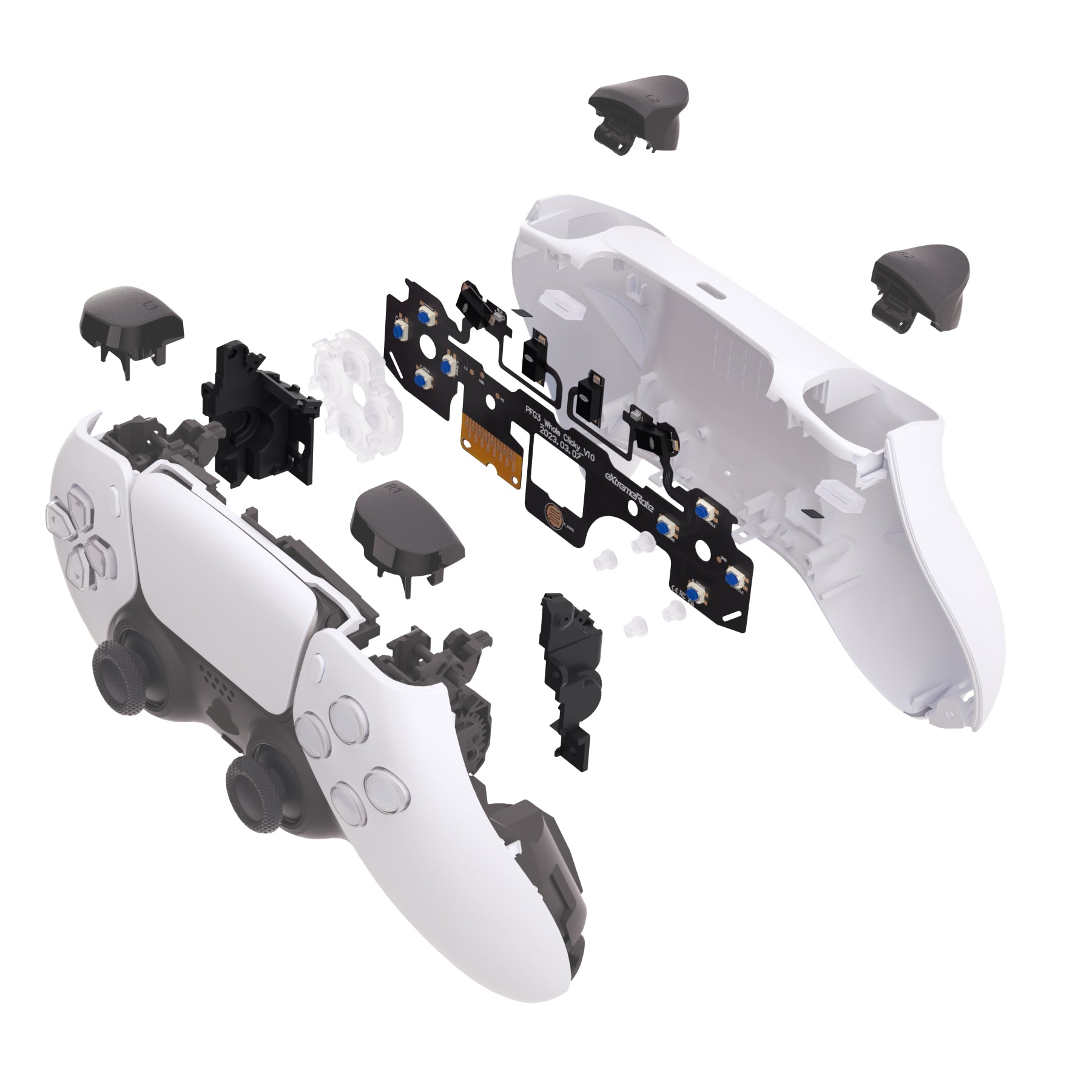 eXtremeRate Whole Set - Strong Version Micro Switch Clicky Hair Trigger Kit  & Tactile Face Clicky Kit for PS5 Controller BDM-030