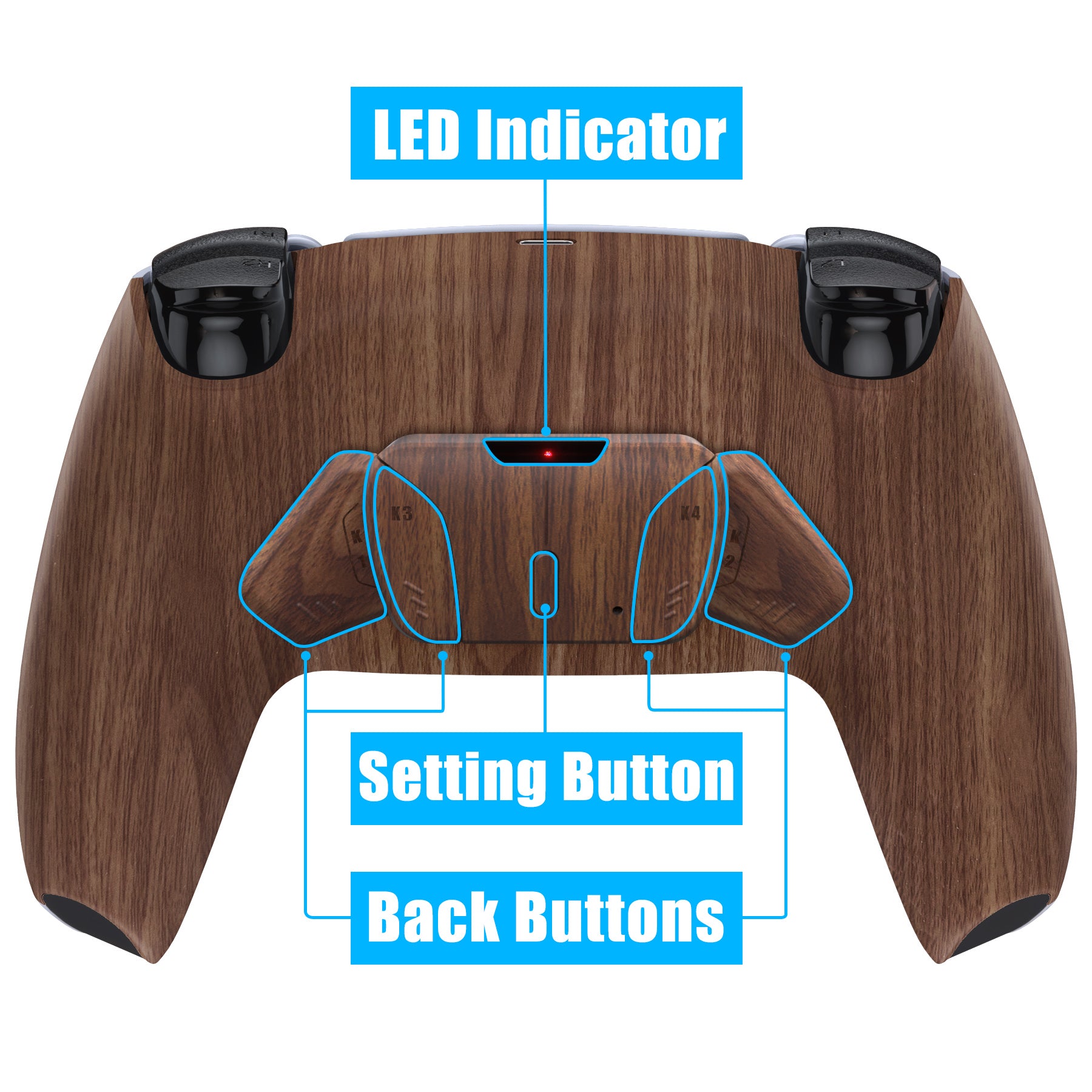 eXtremeRate Wood Grain Remappable RISE4 Remap Kit for PS5 Controller  BDM-030/040/050, Upgrade Board & Redesigned Back Shell & 4 Back Buttons for PS5  Controller - Controller NOT Included – eXtremeRate Retail