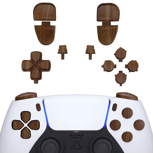 eXtremeRate Retail Replacement D-pad R1 L1 R2 L2 Triggers Share Options Face Buttons, Wood Grain Full Set Buttons Compatible with ps5 Controller BDM-030 - JPF9001G3