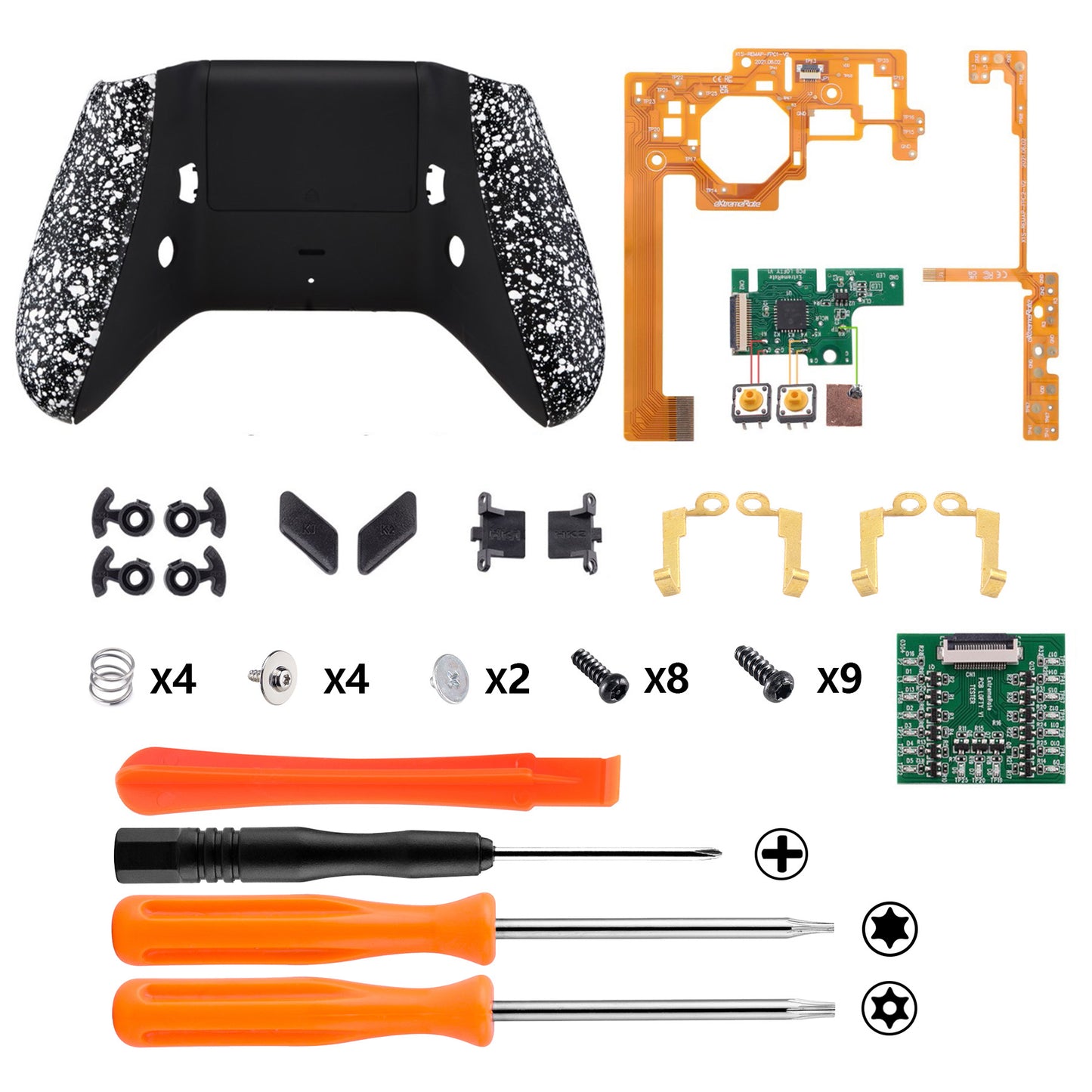 eXtremeRate Retail Textured White Lofty Remappable Remap & Trigger Stop Kit, Redesigned Back Shell & Side Rails & Back Buttons & Trigger Lock for Xbox One S X Controller 1708 - X1RM002