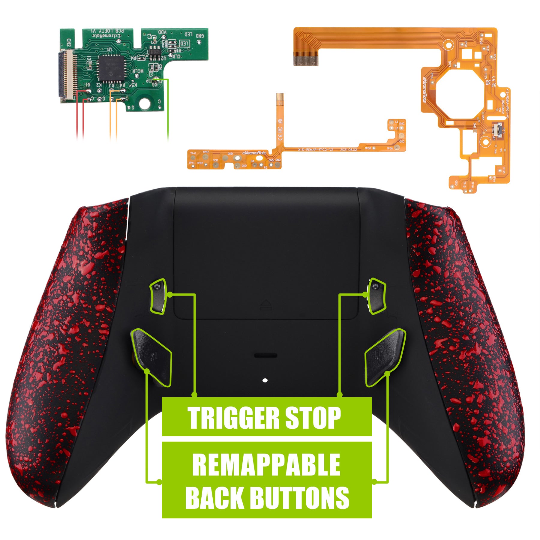 Lofty Remappable Remap & Trigger Stop Kit for Xbox One X & S Controller - Textured Red eXtremeRate