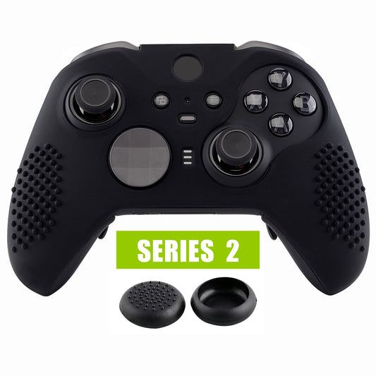Black Soft Anti-Slip Silicone Cover Skins, Controller Protective Case for New Xbox One Elite Series 2 with Thumb Grips Analog Caps -XBOWP0042GC eXtremeRate