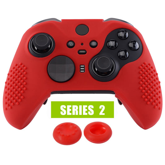 Red Soft Anti-Slip Silicone Cover Skins, Controller Protective Case for New Xbox One Elite Series 2 with Thumb Grips Analog Caps -XBOWP0043GC eXtremeRate