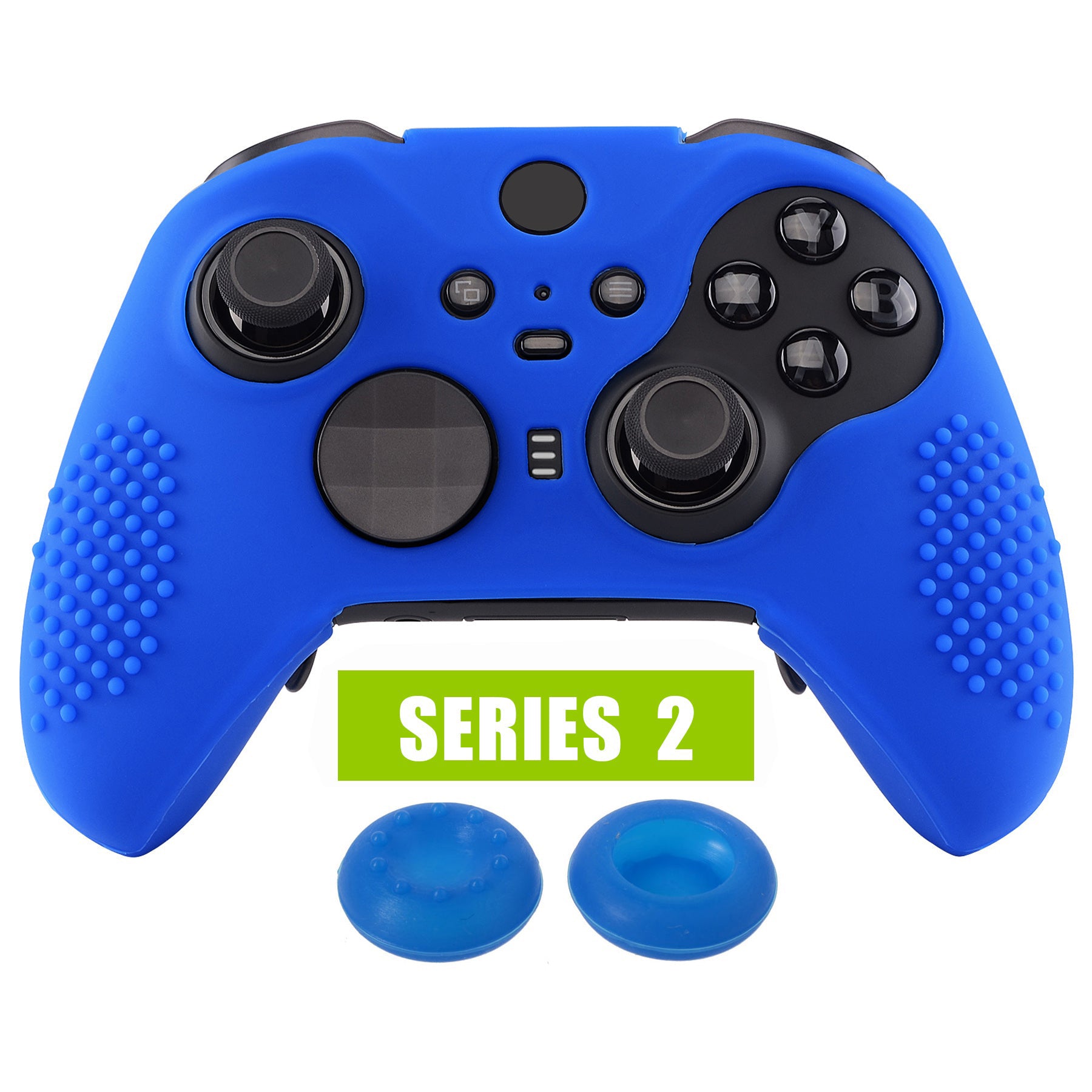 Blue Soft Anti-Slip Silicone Cover Skins, Controller Protective Case for New Xbox One Elite Series 2 with Thumb Grips Analog Caps -XBOWP0047GC eXtremeRate