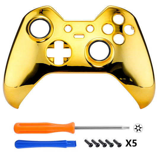 eXtremeRate Replacement Front Housing Shell for Xbox One Elite Controller (Model 1698) - Chrome Gold eXtremeRate