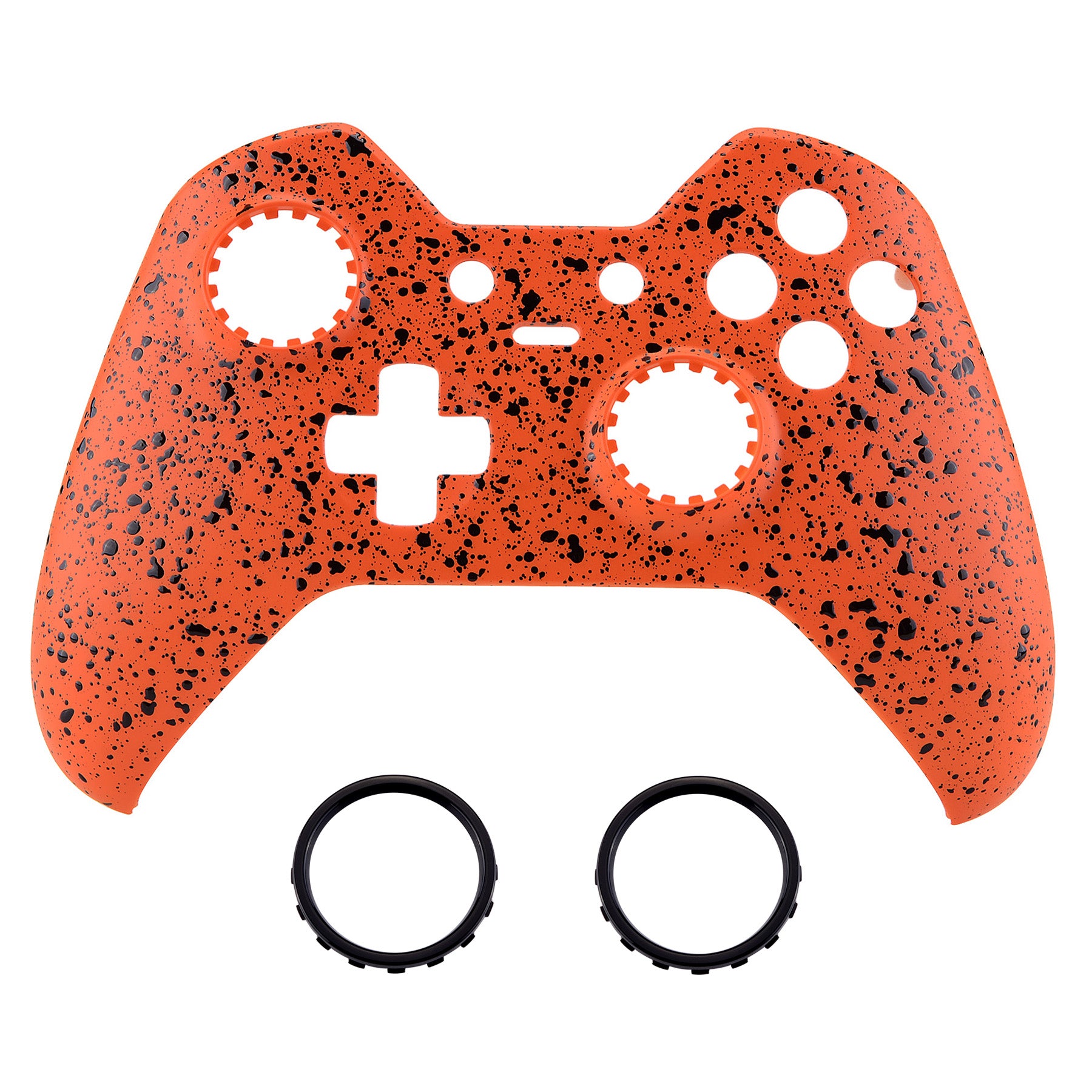 Textured Orange Faceplate Cover Front  Shell Case Comfortable Non-slip Replacement Kit for Xbox One Elite Controller Model 1698 with Thumbstick Accent Rings -XOEP012 eXtremeRate